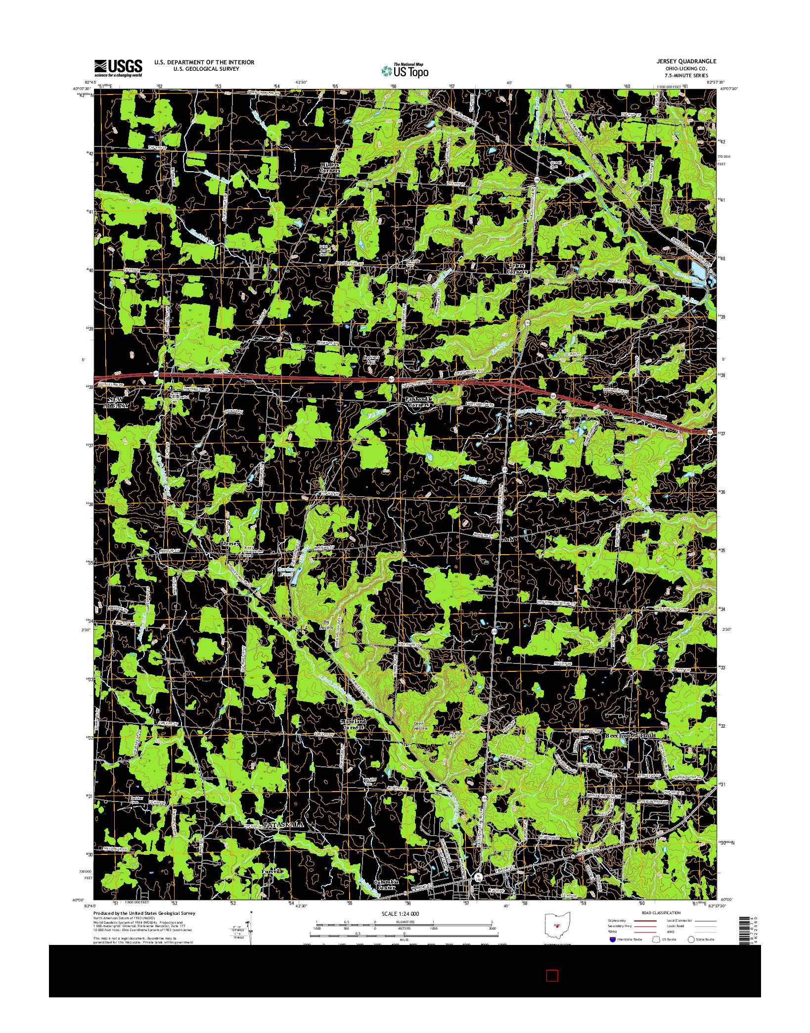 USGS US TOPO 7.5-MINUTE MAP FOR JERSEY, OH 2016