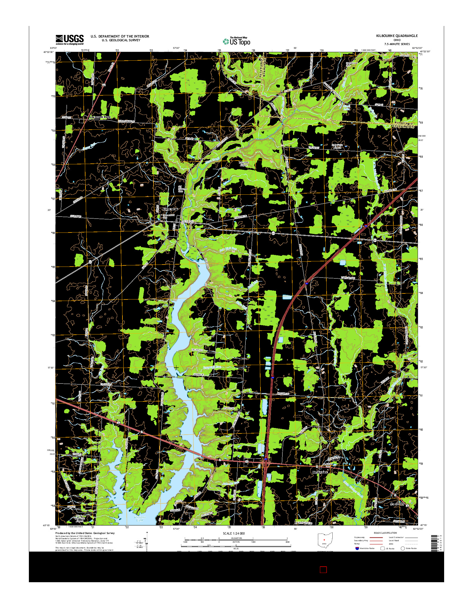 USGS US TOPO 7.5-MINUTE MAP FOR KILBOURNE, OH 2016