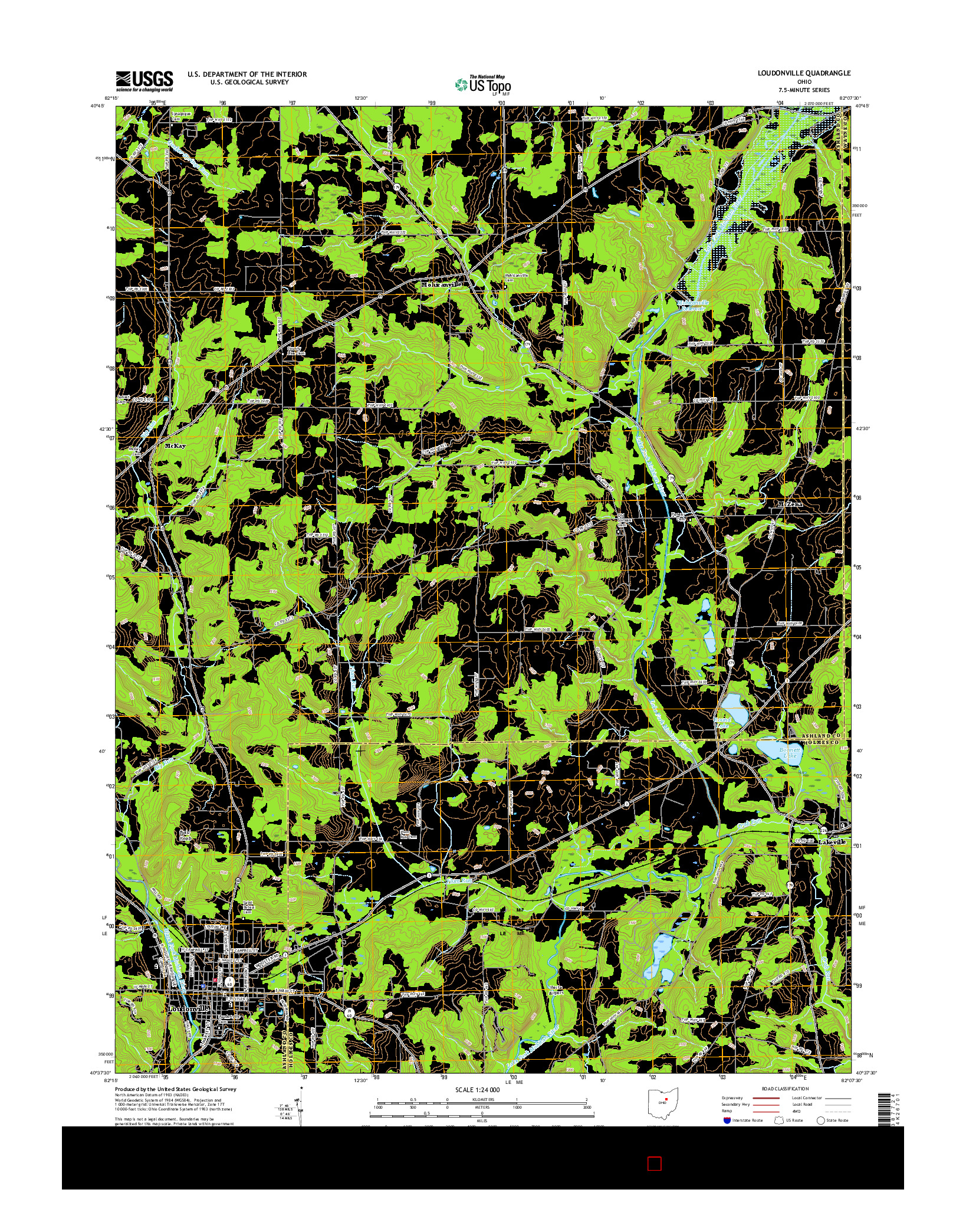 USGS US TOPO 7.5-MINUTE MAP FOR LOUDONVILLE, OH 2016