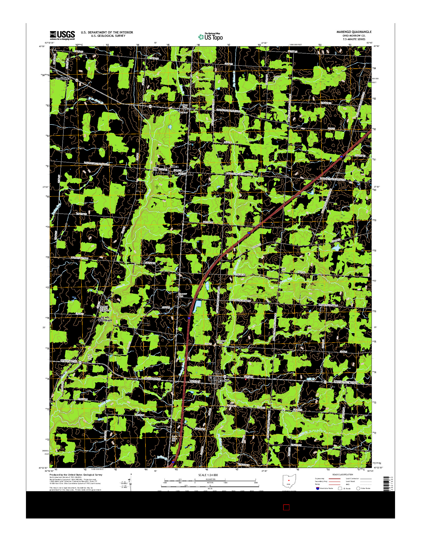 USGS US TOPO 7.5-MINUTE MAP FOR MARENGO, OH 2016