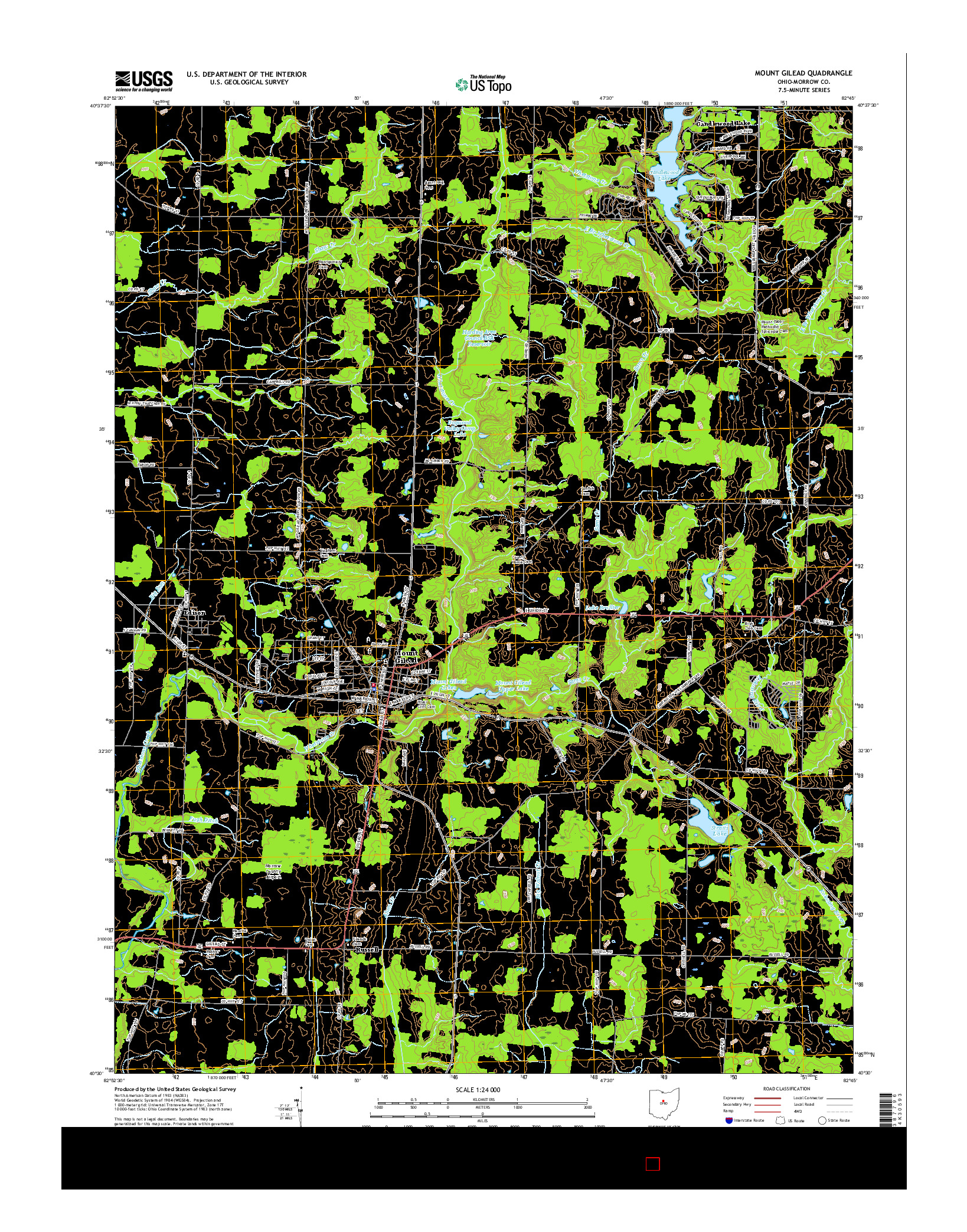 USGS US TOPO 7.5-MINUTE MAP FOR MOUNT GILEAD, OH 2016