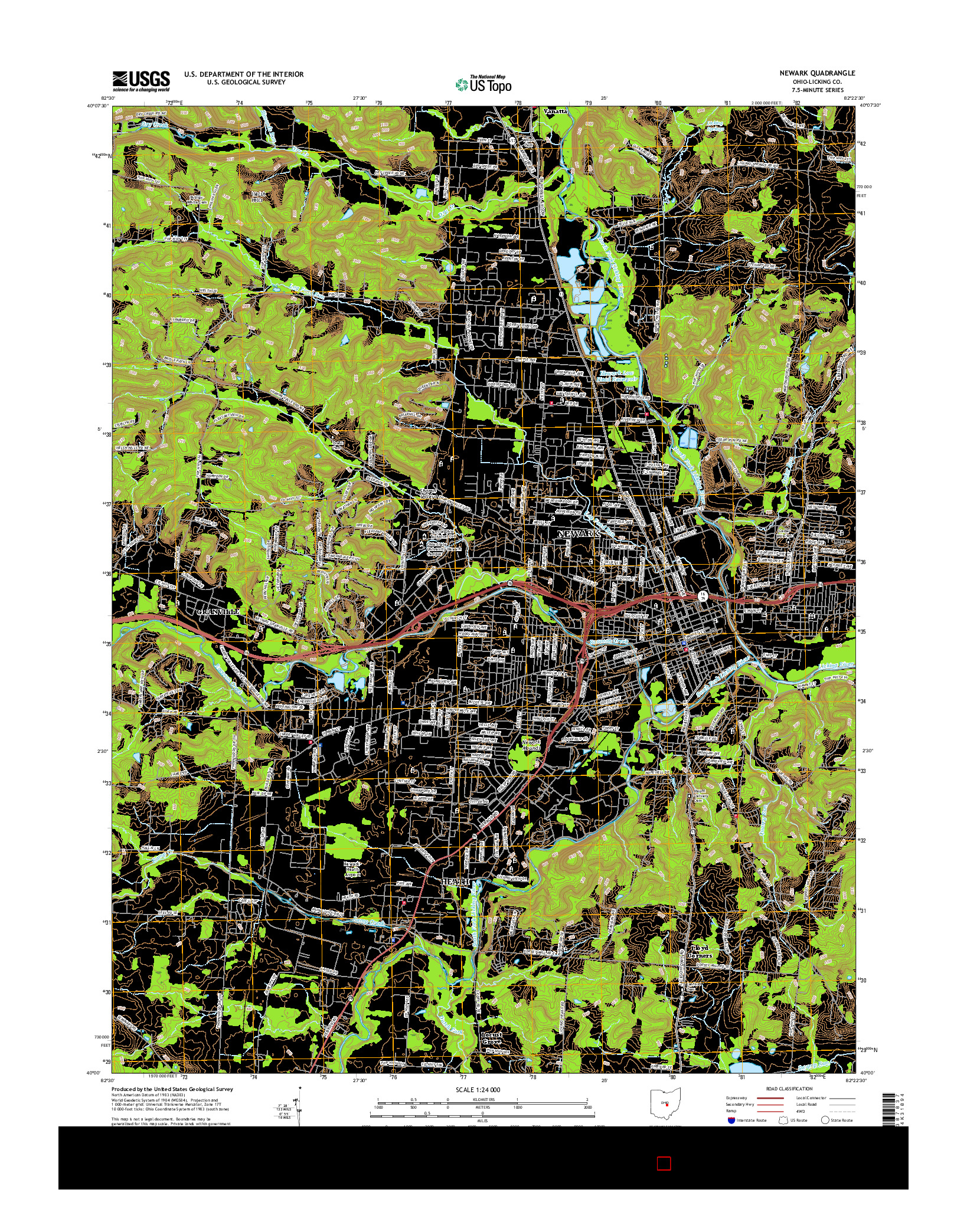 USGS US TOPO 7.5-MINUTE MAP FOR NEWARK, OH 2016