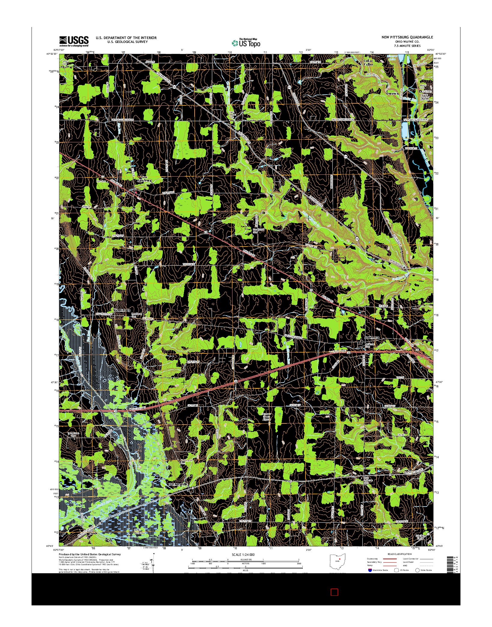 USGS US TOPO 7.5-MINUTE MAP FOR NEW PITTSBURG, OH 2016