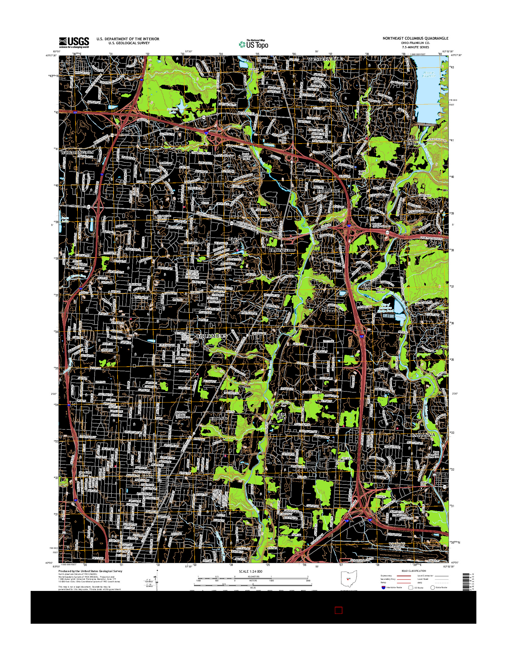 USGS US TOPO 7.5-MINUTE MAP FOR NORTHEAST COLUMBUS, OH 2016