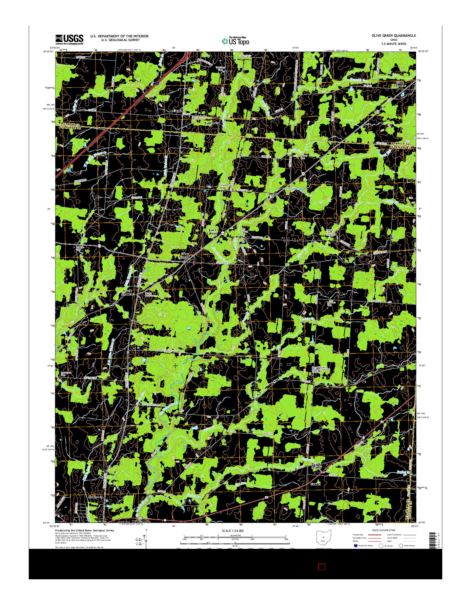 USGS US TOPO 7.5-MINUTE MAP FOR OLIVE GREEN, OH 2016