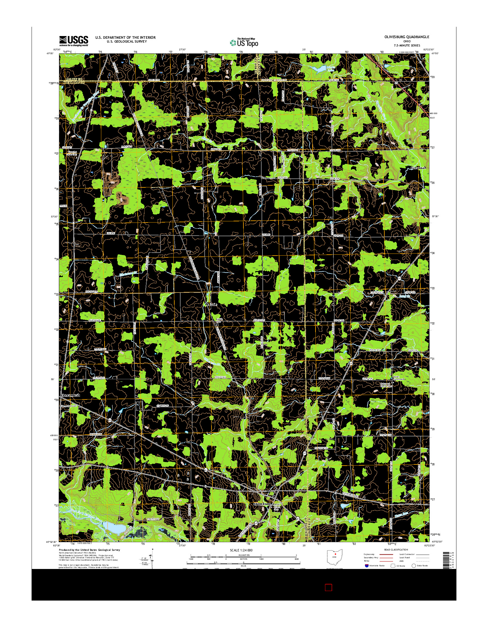 USGS US TOPO 7.5-MINUTE MAP FOR OLIVESBURG, OH 2016