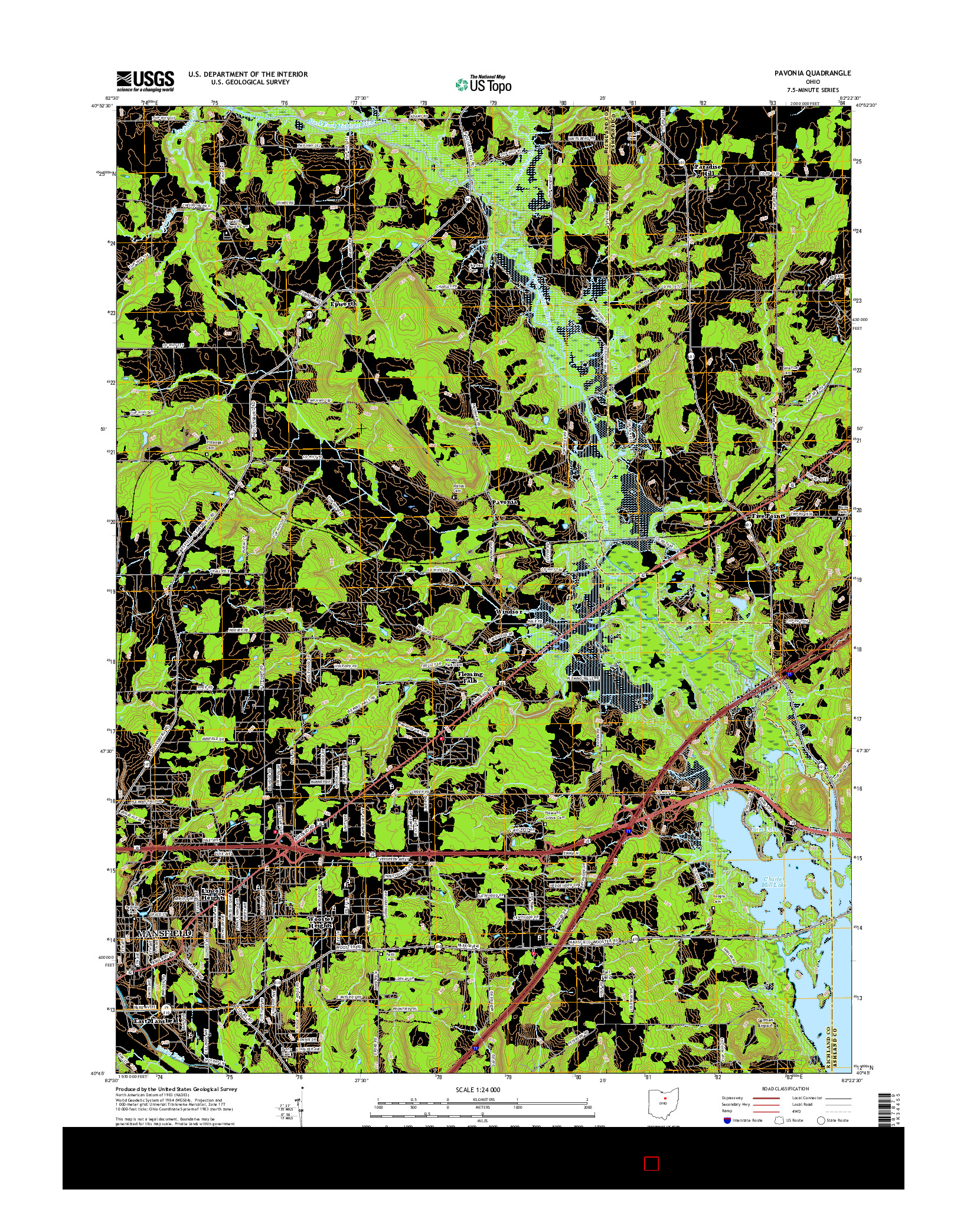 USGS US TOPO 7.5-MINUTE MAP FOR PAVONIA, OH 2016