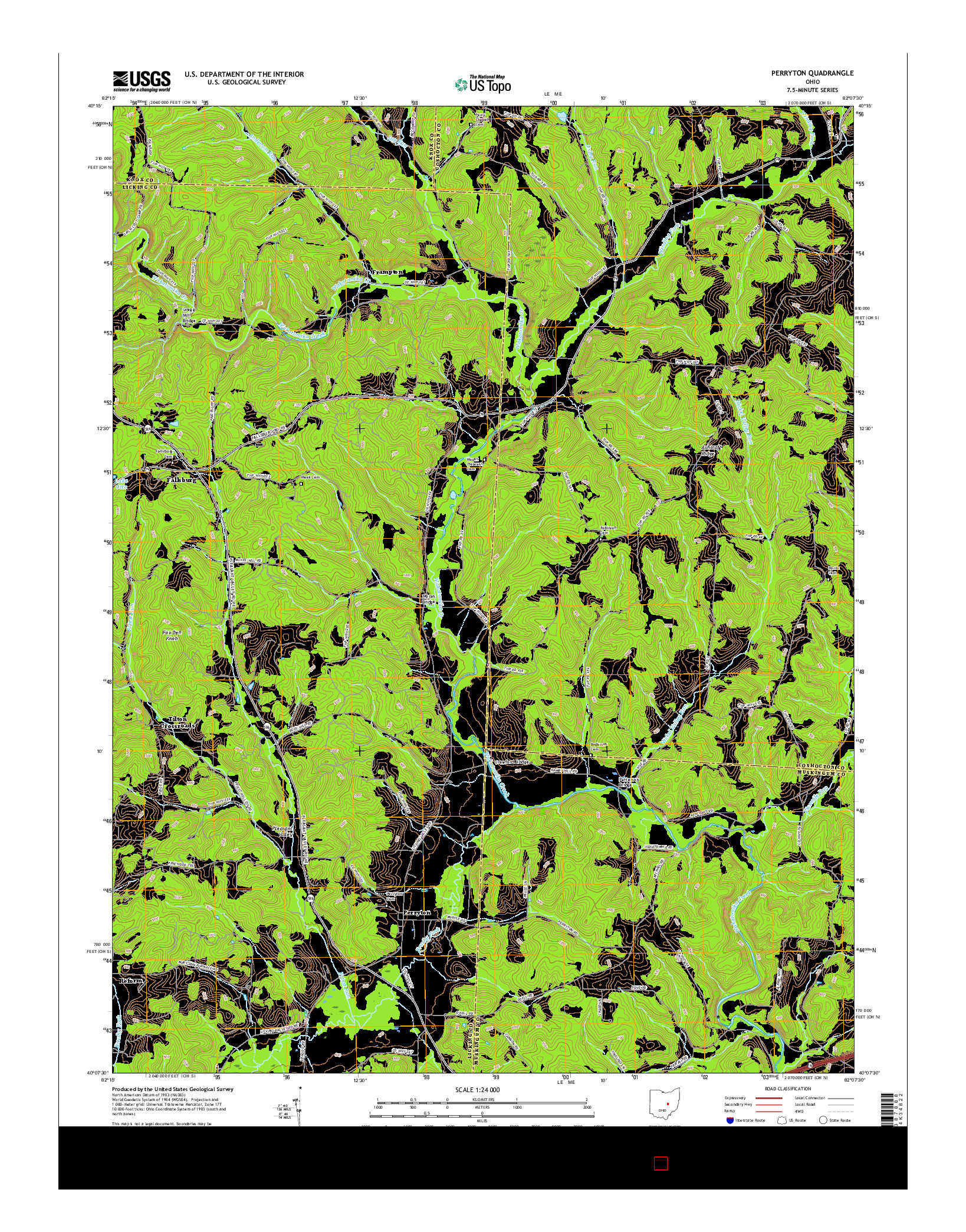 USGS US TOPO 7.5-MINUTE MAP FOR PERRYTON, OH 2016