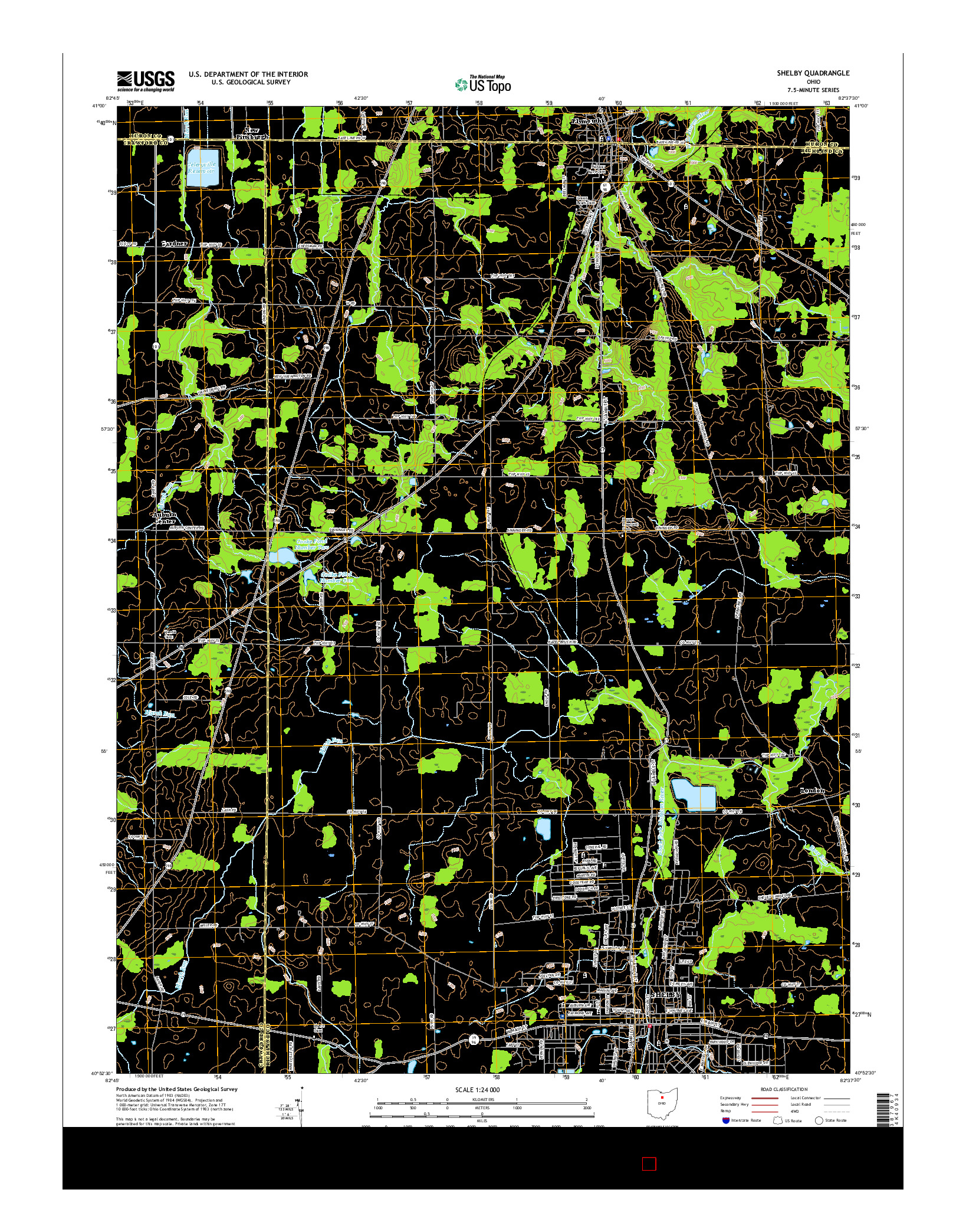 USGS US TOPO 7.5-MINUTE MAP FOR SHELBY, OH 2016