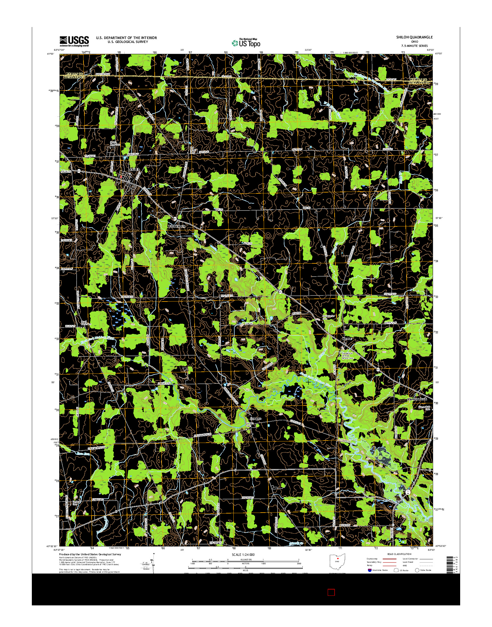 USGS US TOPO 7.5-MINUTE MAP FOR SHILOH, OH 2016