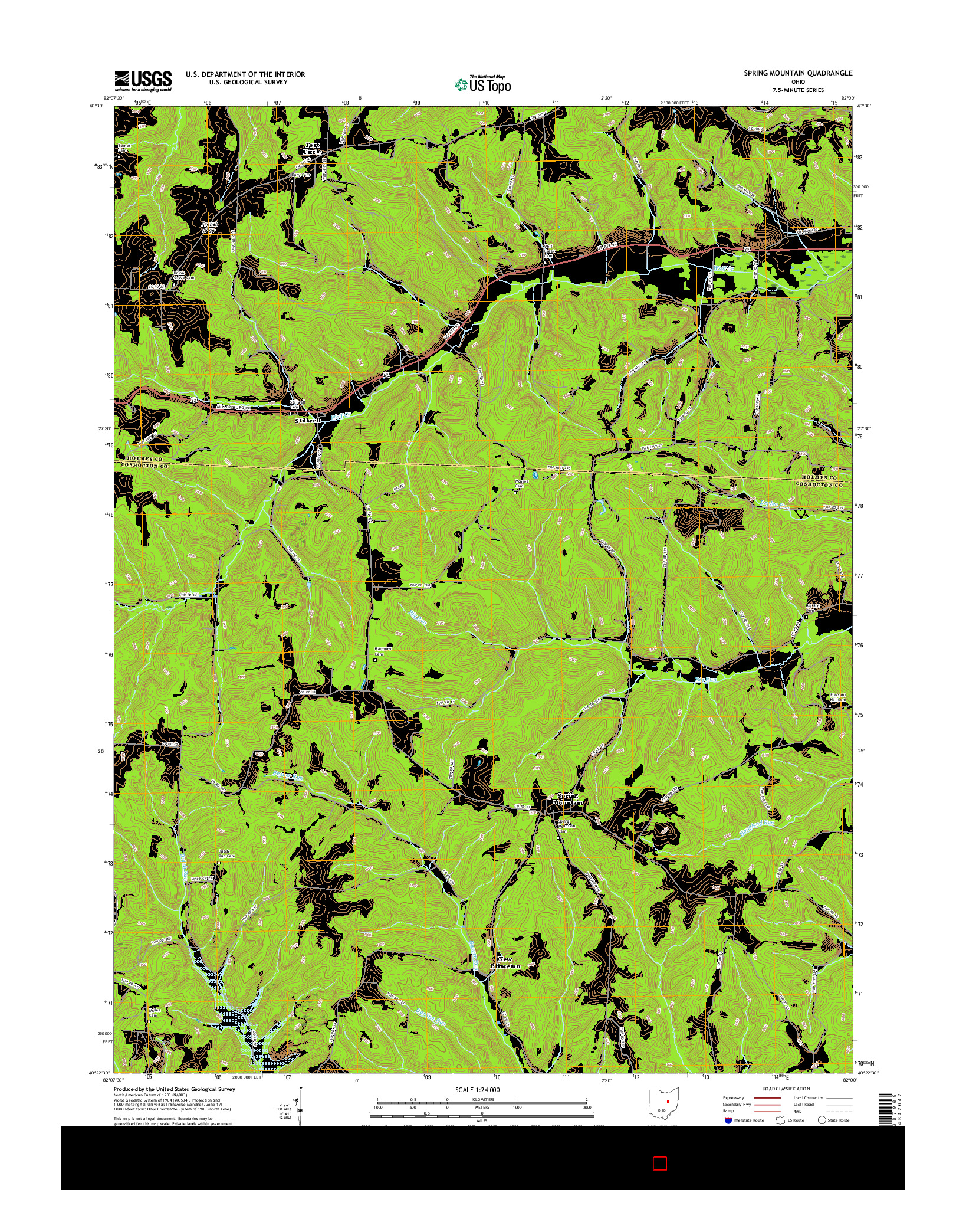 USGS US TOPO 7.5-MINUTE MAP FOR SPRING MOUNTAIN, OH 2016