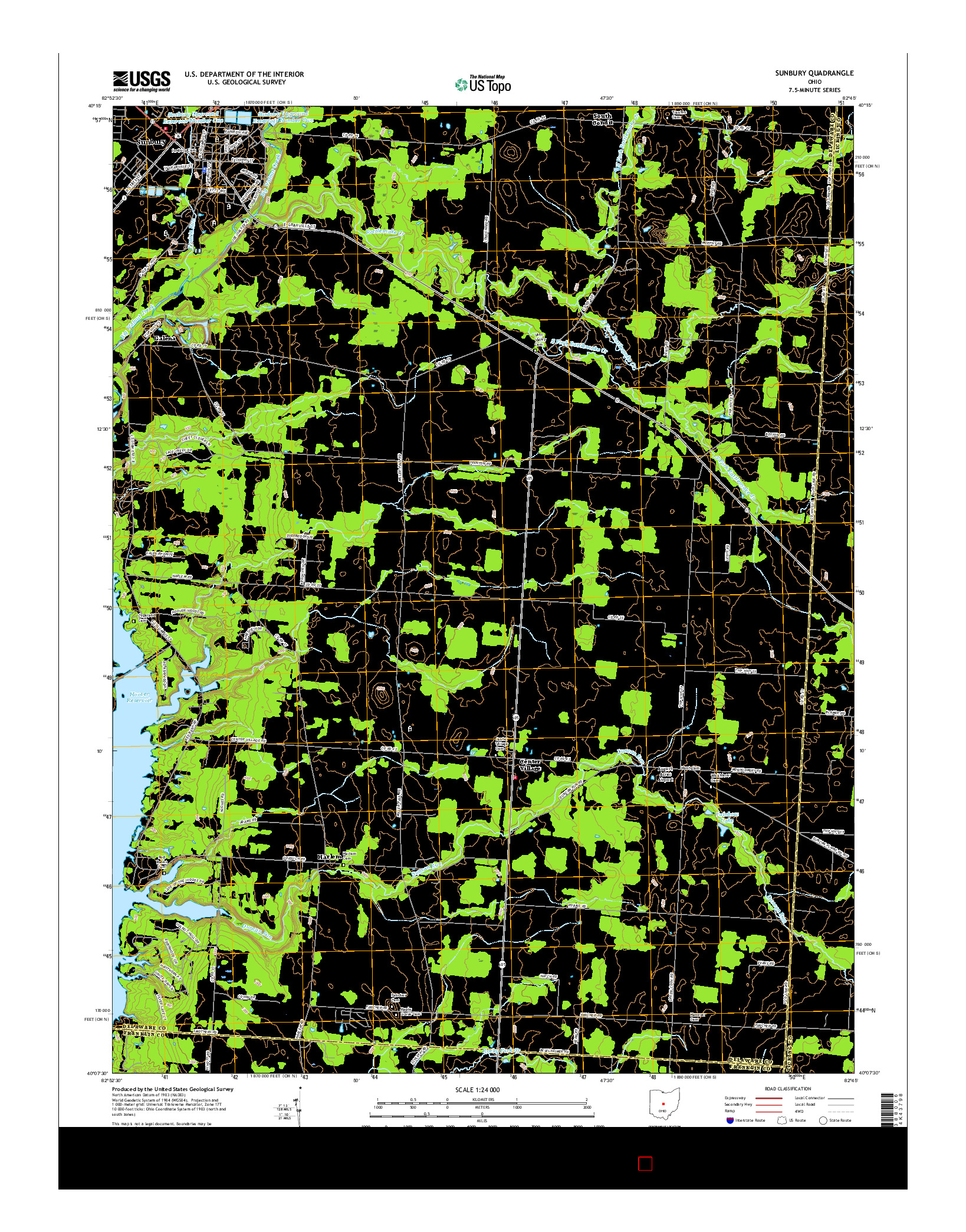 USGS US TOPO 7.5-MINUTE MAP FOR SUNBURY, OH 2016