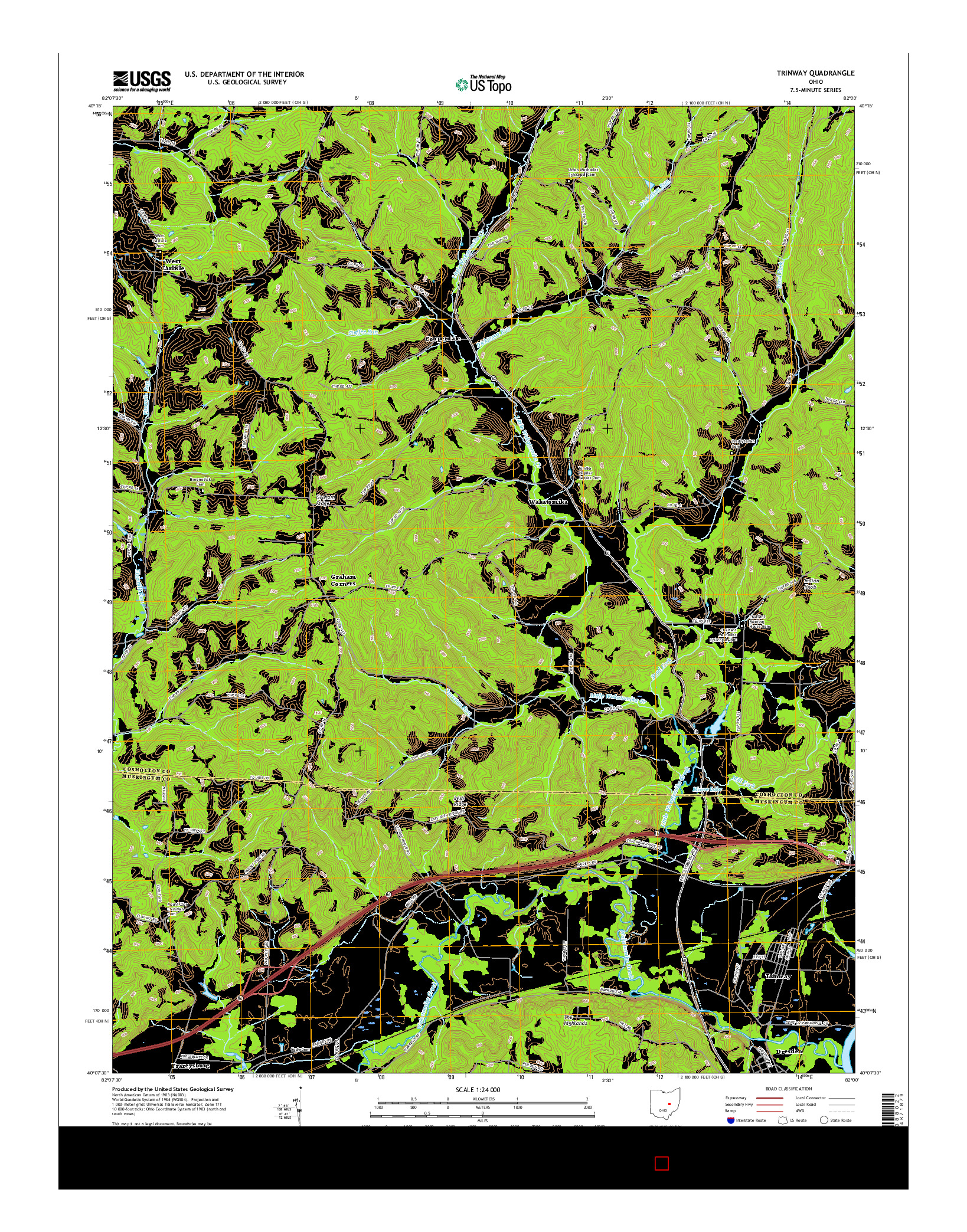 USGS US TOPO 7.5-MINUTE MAP FOR TRINWAY, OH 2016