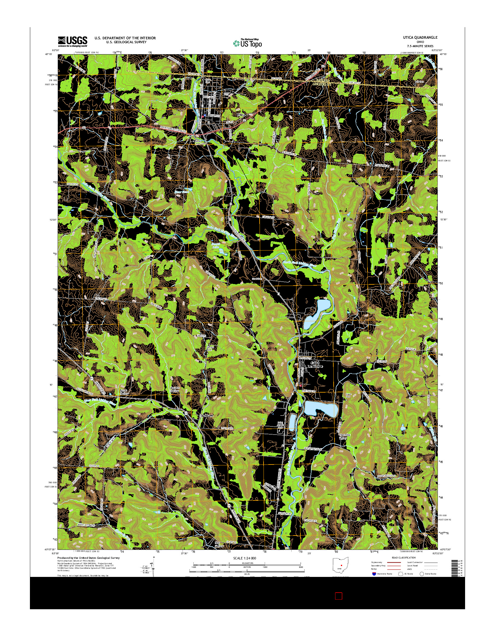 USGS US TOPO 7.5-MINUTE MAP FOR UTICA, OH 2016