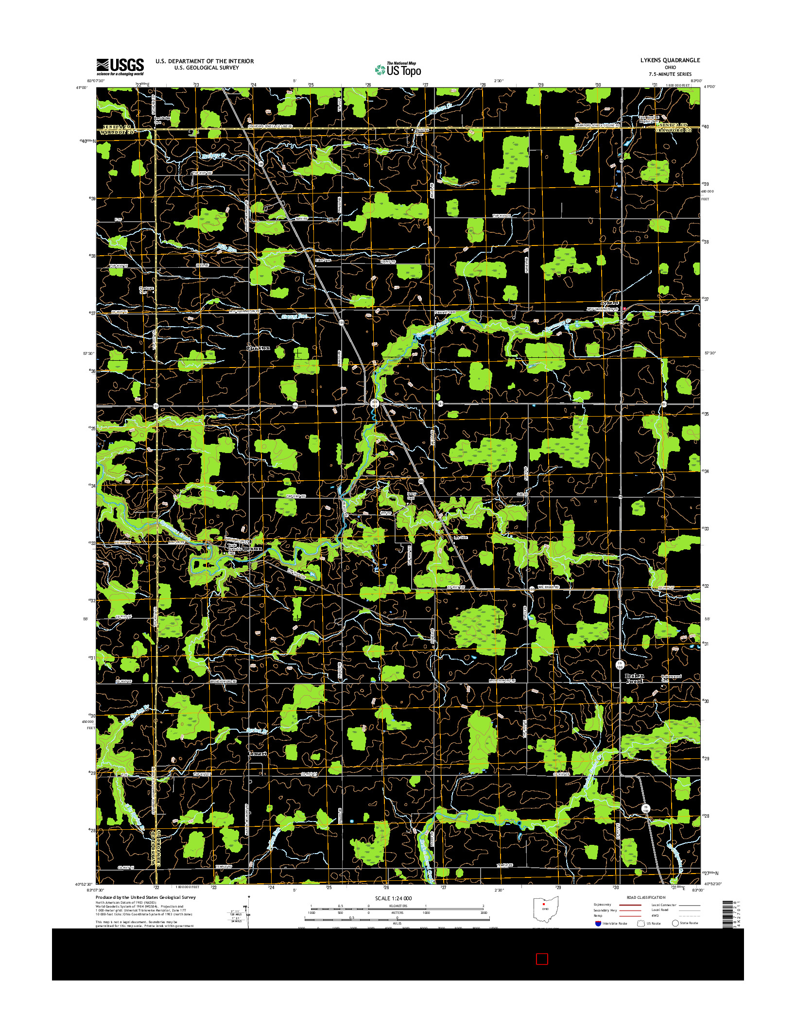 USGS US TOPO 7.5-MINUTE MAP FOR LYKENS, OH 2016