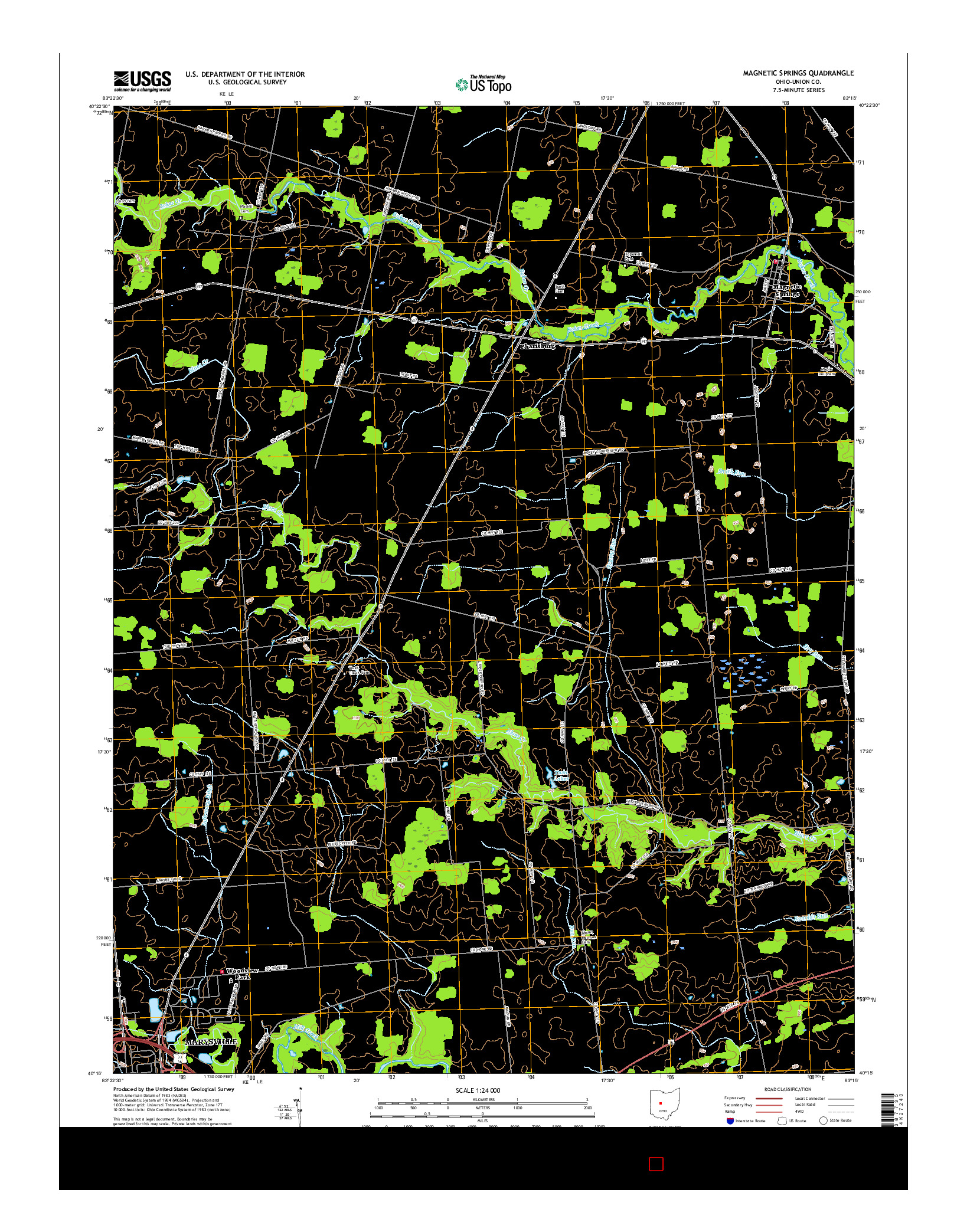 USGS US TOPO 7.5-MINUTE MAP FOR MAGNETIC SPRINGS, OH 2016