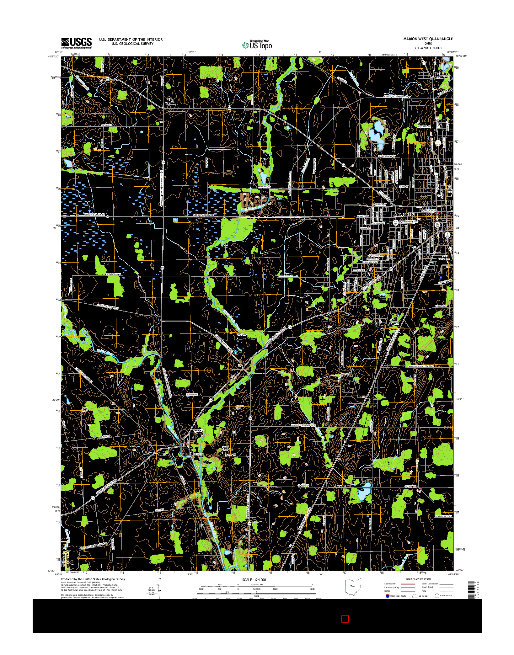 USGS US TOPO 7.5-MINUTE MAP FOR MARION WEST, OH 2016