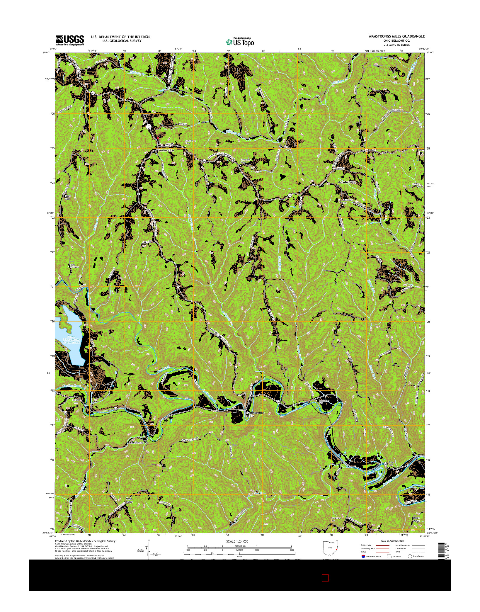 USGS US TOPO 7.5-MINUTE MAP FOR ARMSTRONGS MILLS, OH 2016