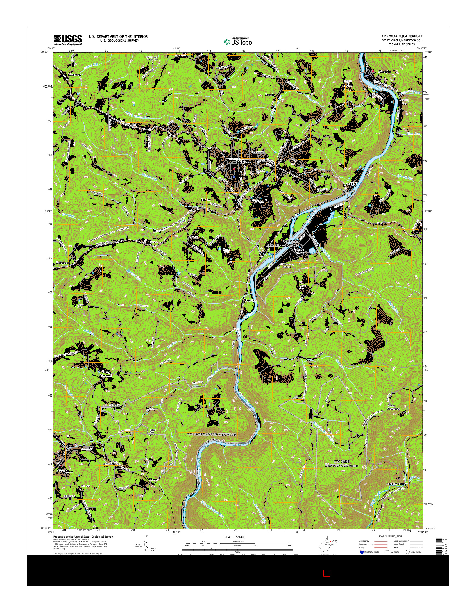 USGS US TOPO 7.5-MINUTE MAP FOR KINGWOOD, WV 2016