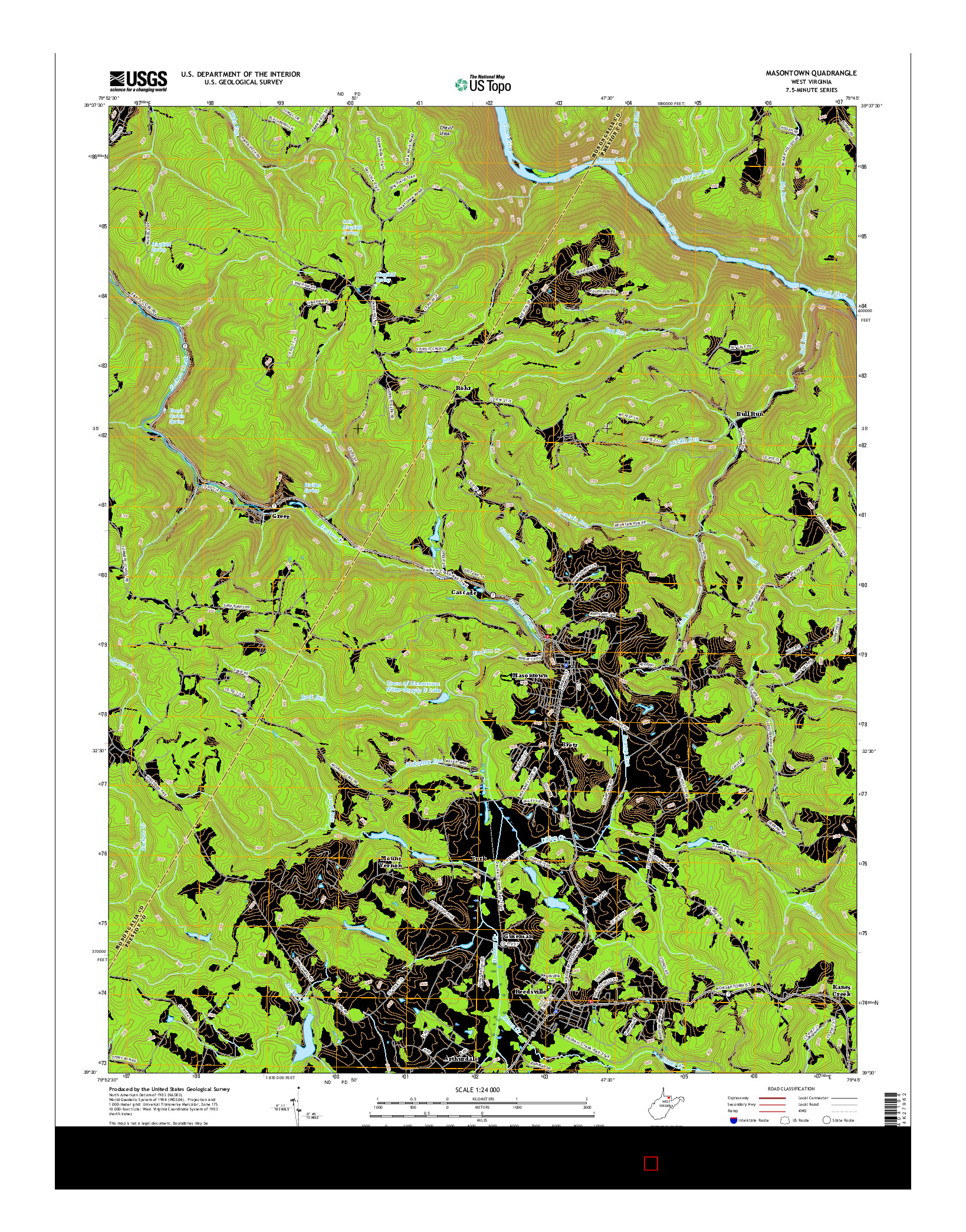 USGS US TOPO 7.5-MINUTE MAP FOR MASONTOWN, WV 2016