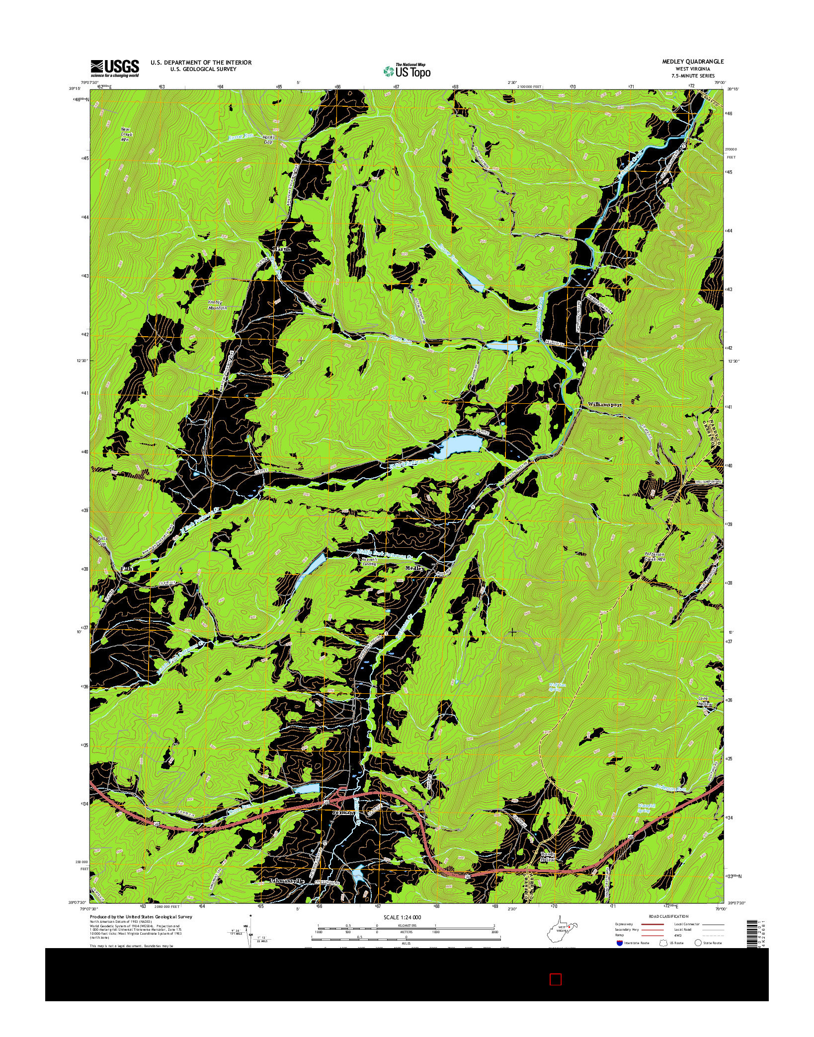 USGS US TOPO 7.5-MINUTE MAP FOR MEDLEY, WV 2016