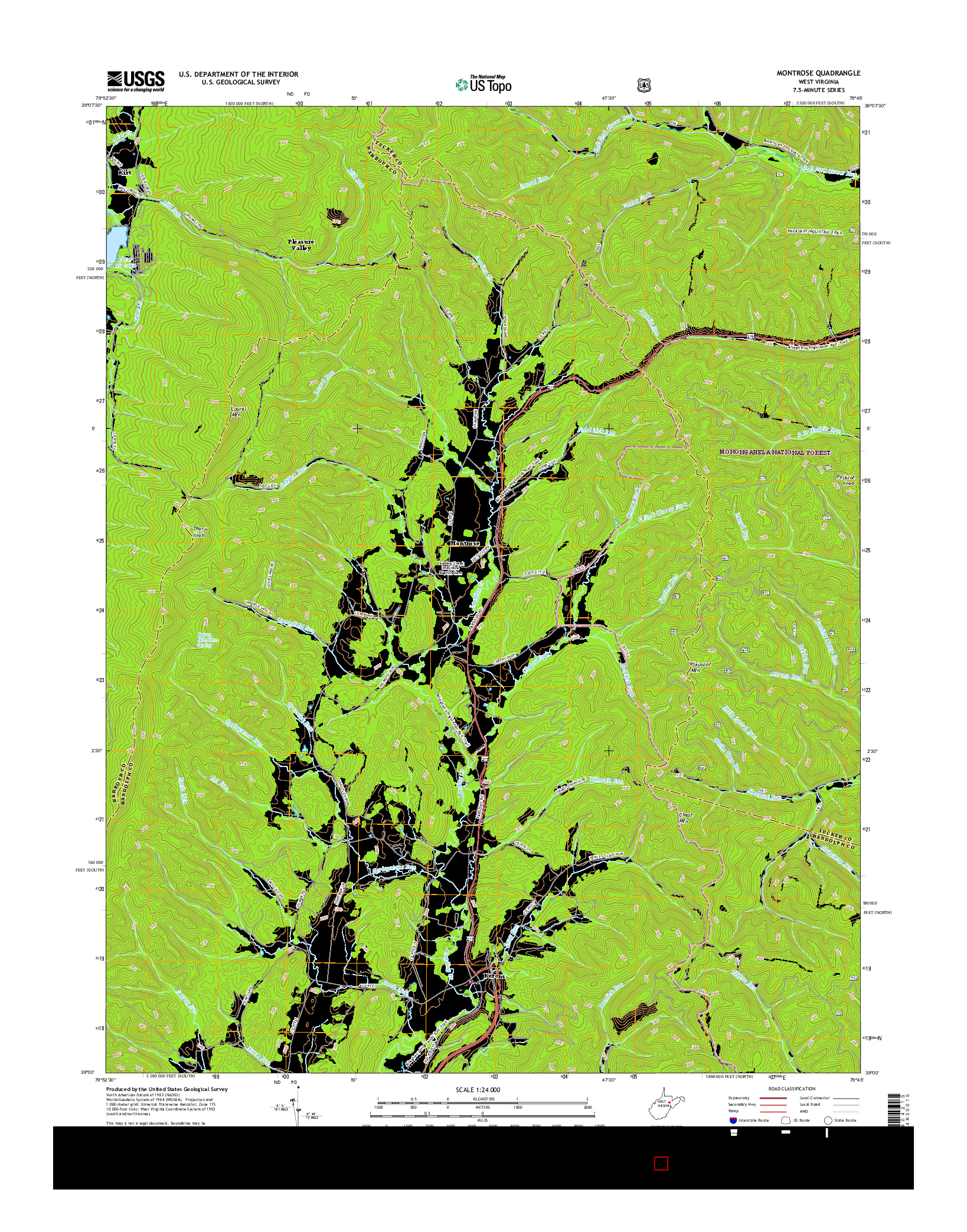 USGS US TOPO 7.5-MINUTE MAP FOR MONTROSE, WV 2016