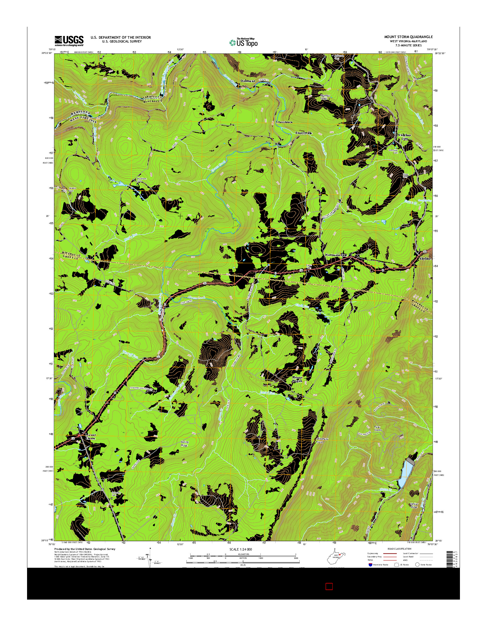 USGS US TOPO 7.5-MINUTE MAP FOR MOUNT STORM, WV-MD 2016