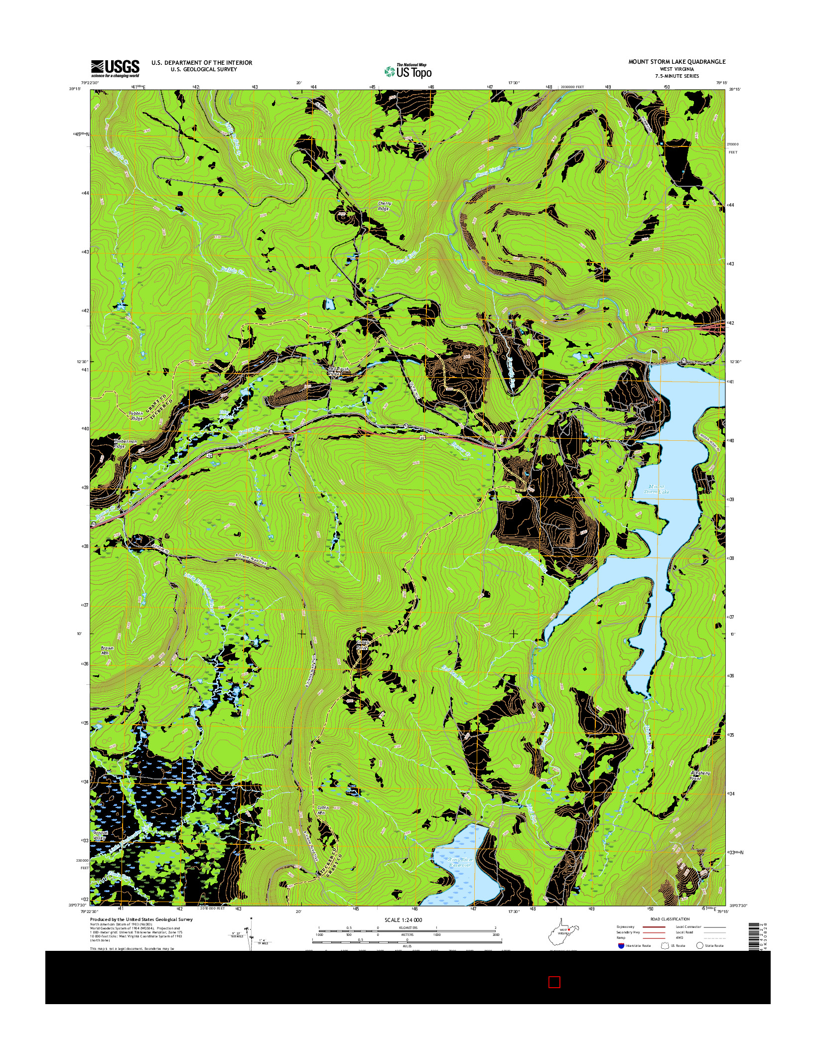 USGS US TOPO 7.5-MINUTE MAP FOR MOUNT STORM LAKE, WV 2016