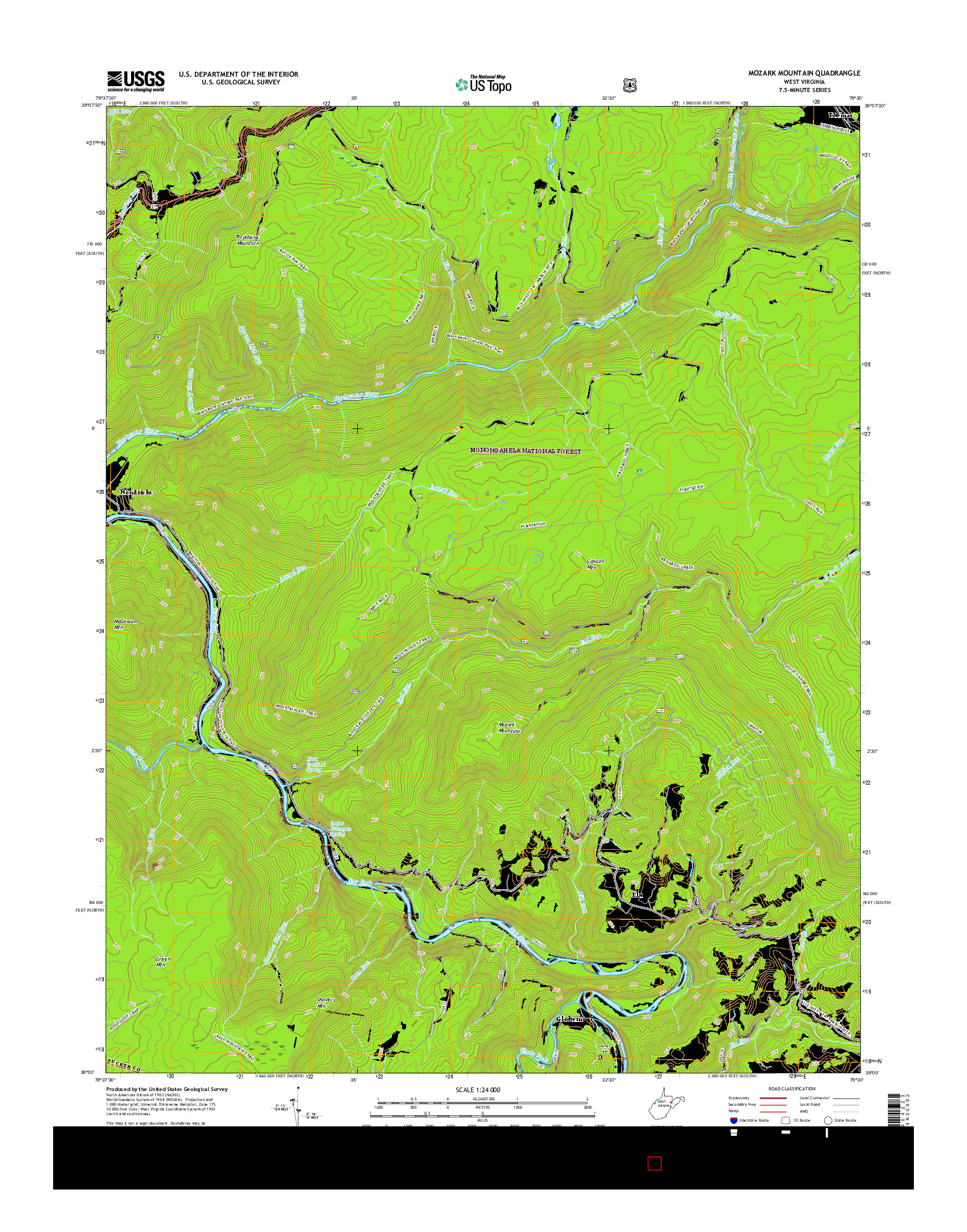 USGS US TOPO 7.5-MINUTE MAP FOR MOZARK MOUNTAIN, WV 2016