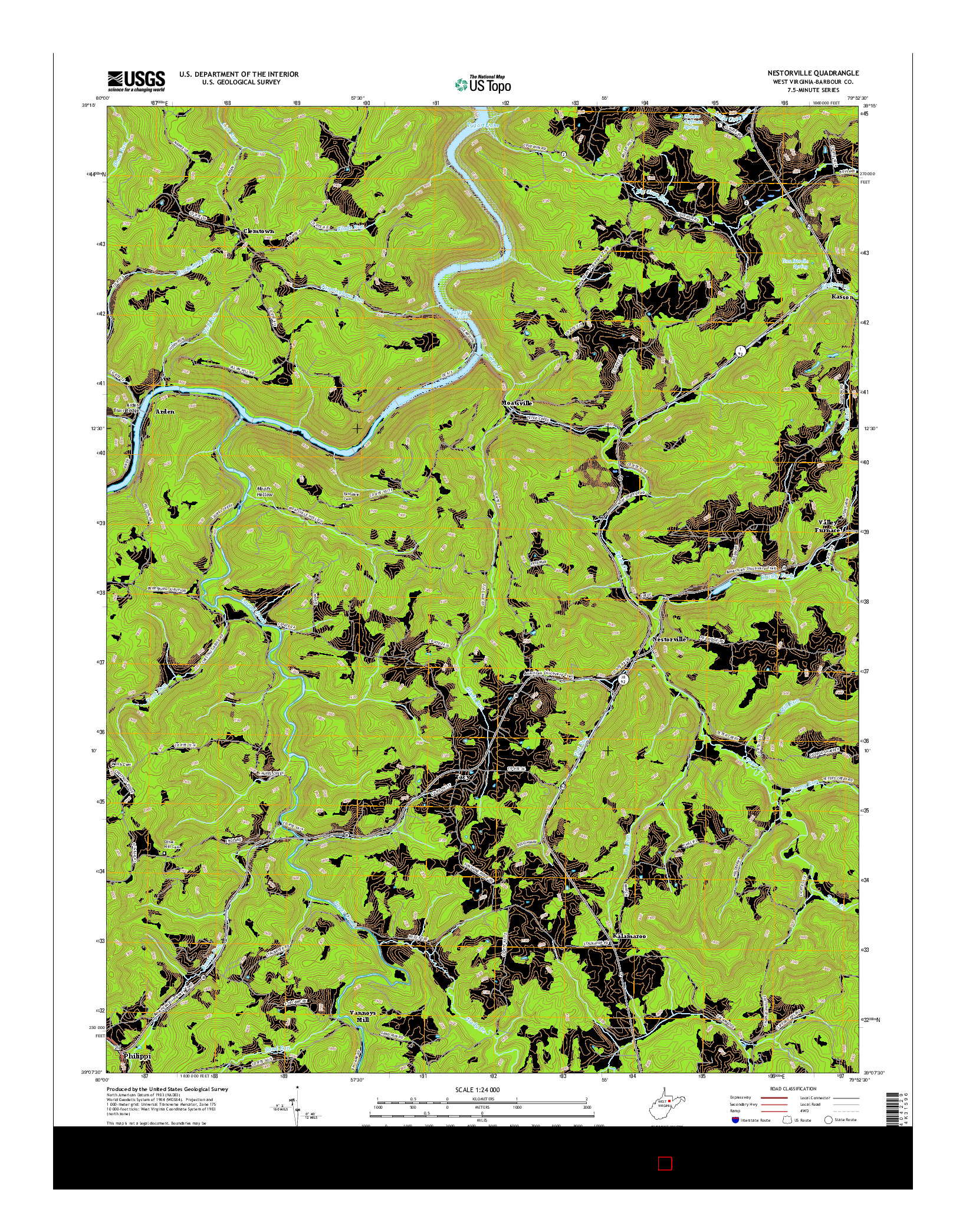 USGS US TOPO 7.5-MINUTE MAP FOR NESTORVILLE, WV 2016