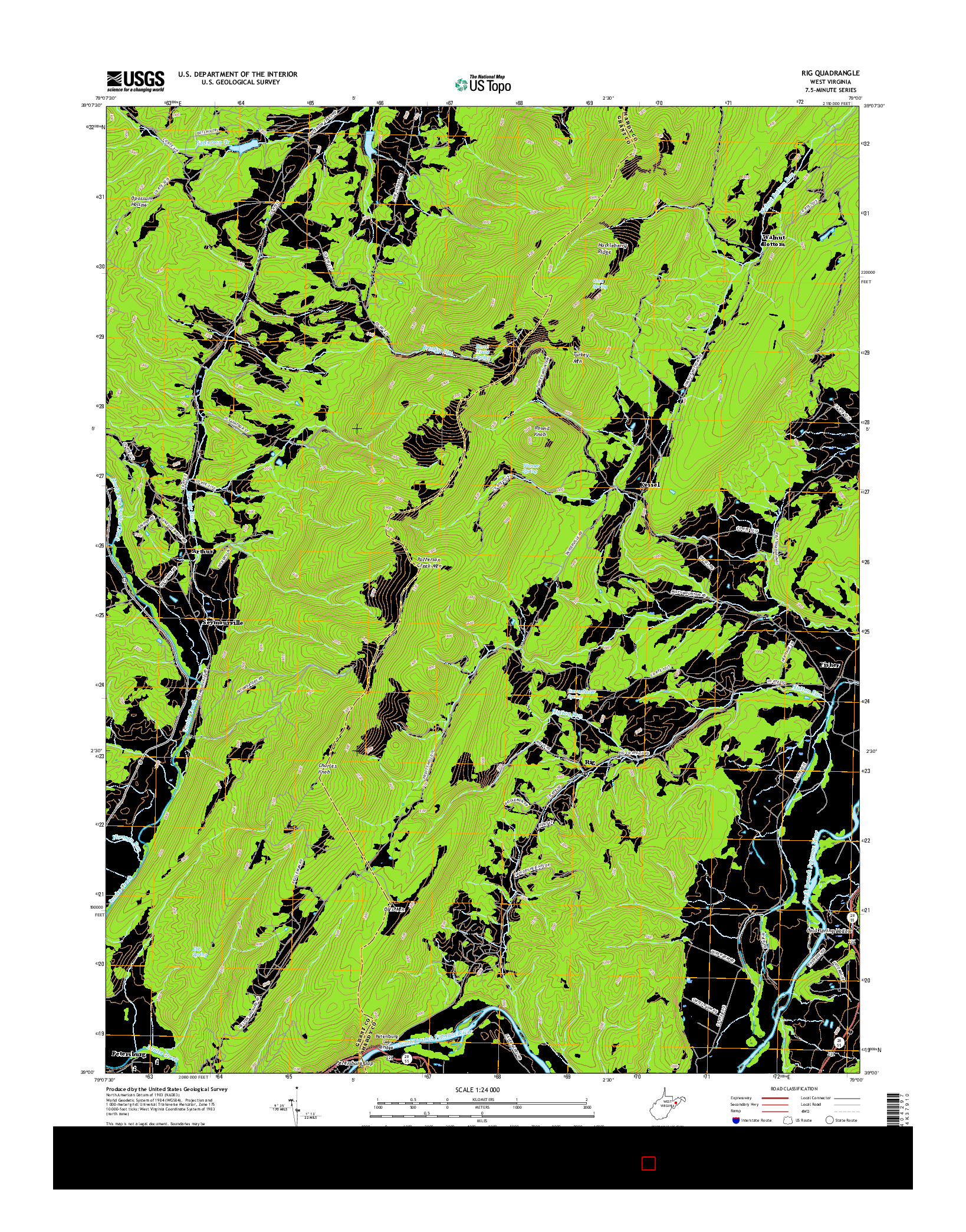 USGS US TOPO 7.5-MINUTE MAP FOR RIG, WV 2016