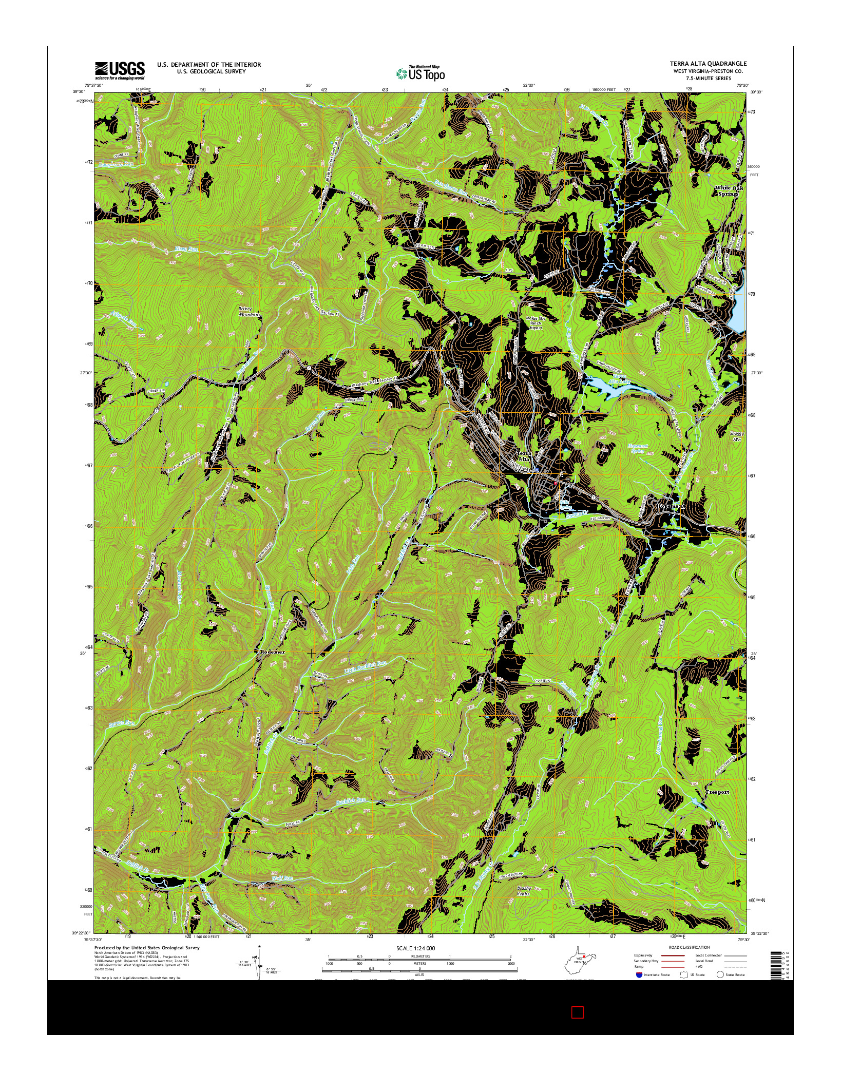 USGS US TOPO 7.5-MINUTE MAP FOR TERRA ALTA, WV 2016
