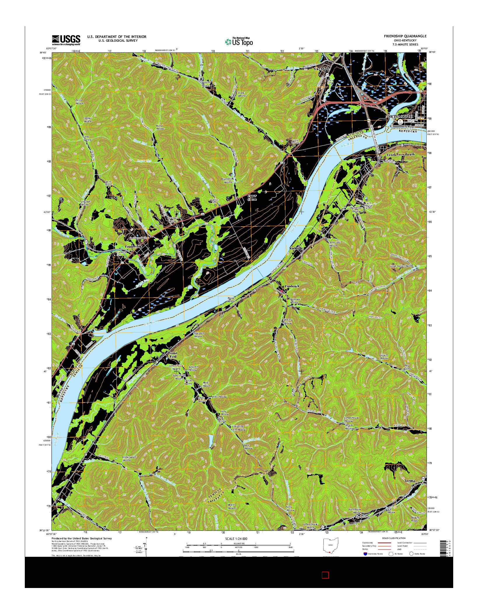 USGS US TOPO 7.5-MINUTE MAP FOR FRIENDSHIP, OH-KY 2016