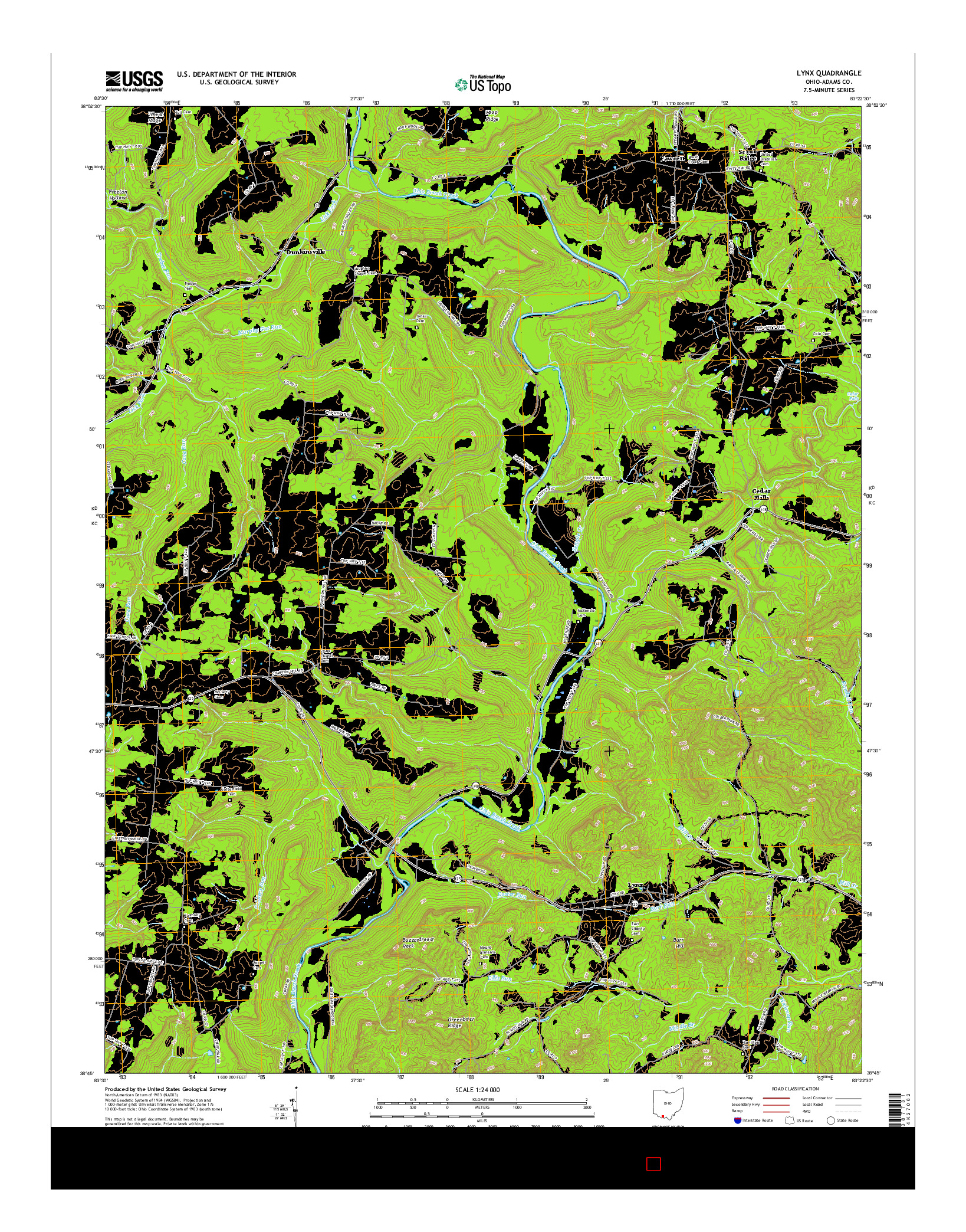 USGS US TOPO 7.5-MINUTE MAP FOR LYNX, OH 2016