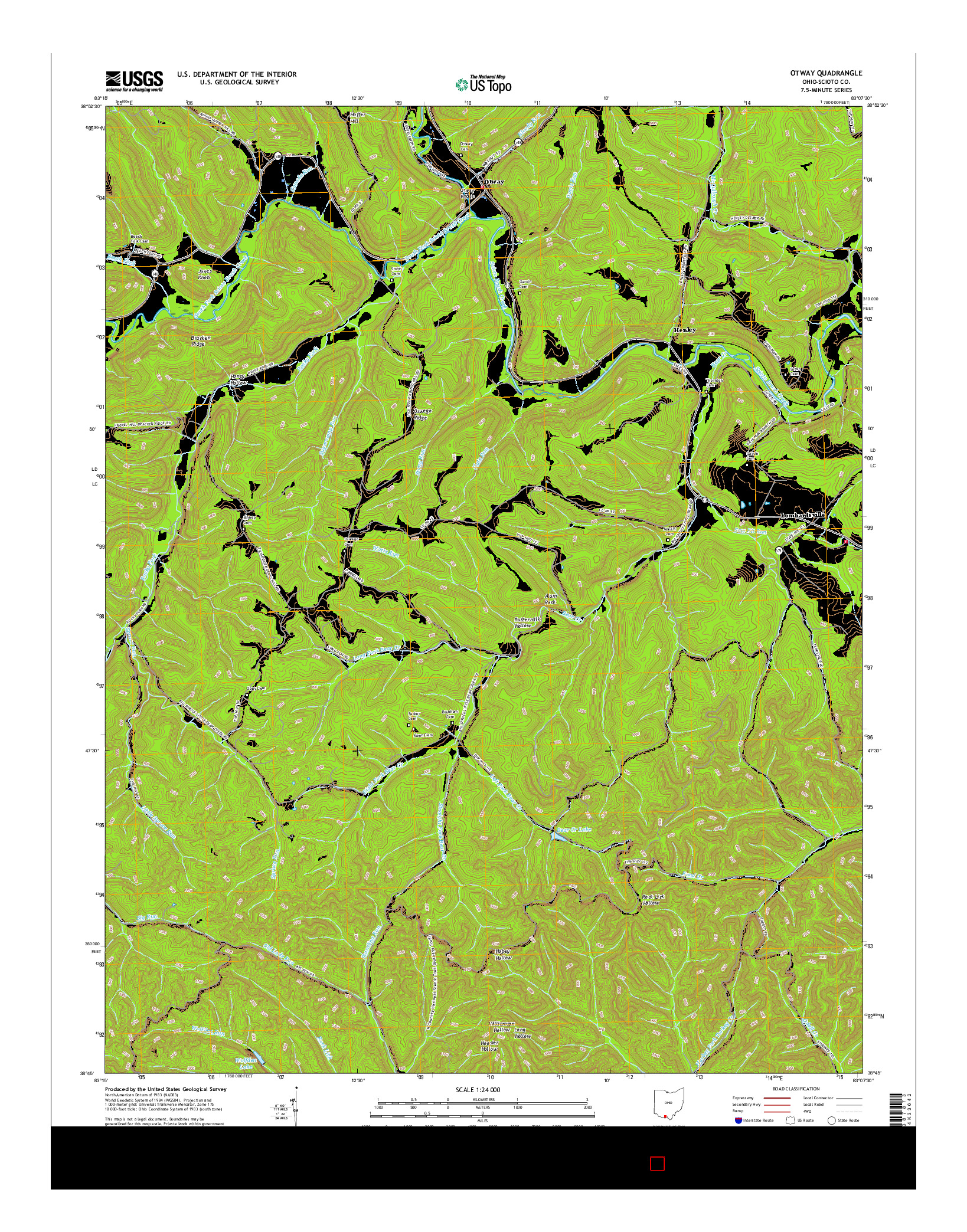 USGS US TOPO 7.5-MINUTE MAP FOR OTWAY, OH 2016