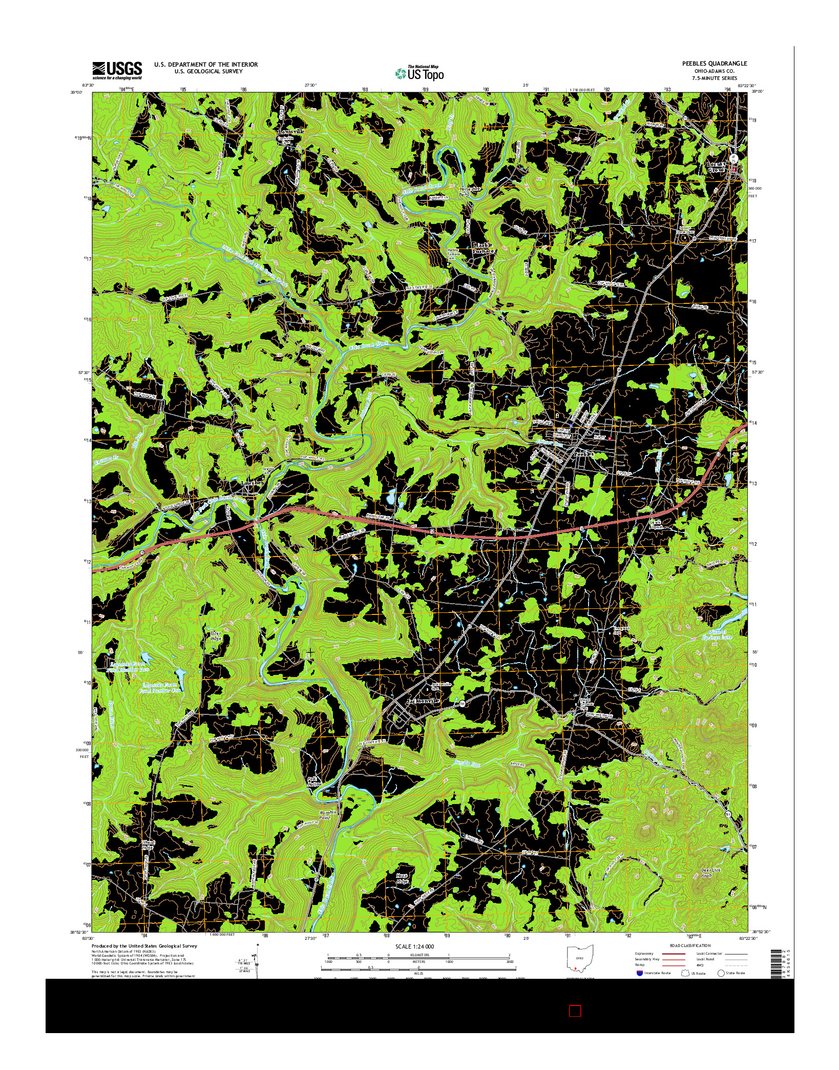 USGS US TOPO 7.5-MINUTE MAP FOR PEEBLES, OH 2016