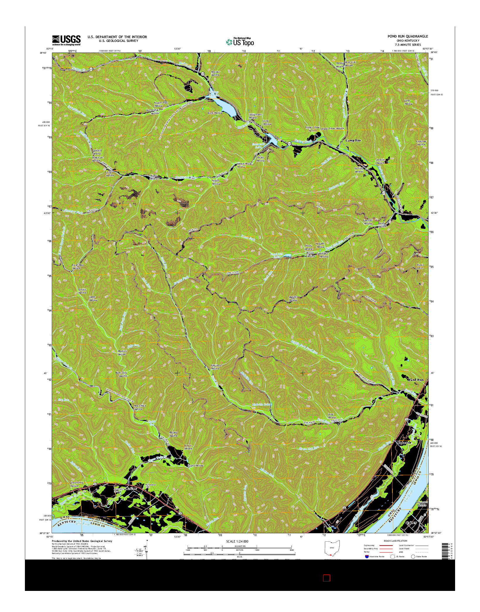 USGS US TOPO 7.5-MINUTE MAP FOR POND RUN, OH-KY 2016