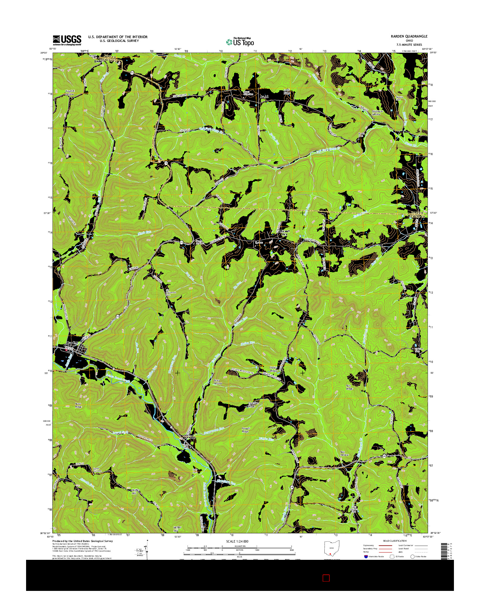 USGS US TOPO 7.5-MINUTE MAP FOR RARDEN, OH 2016