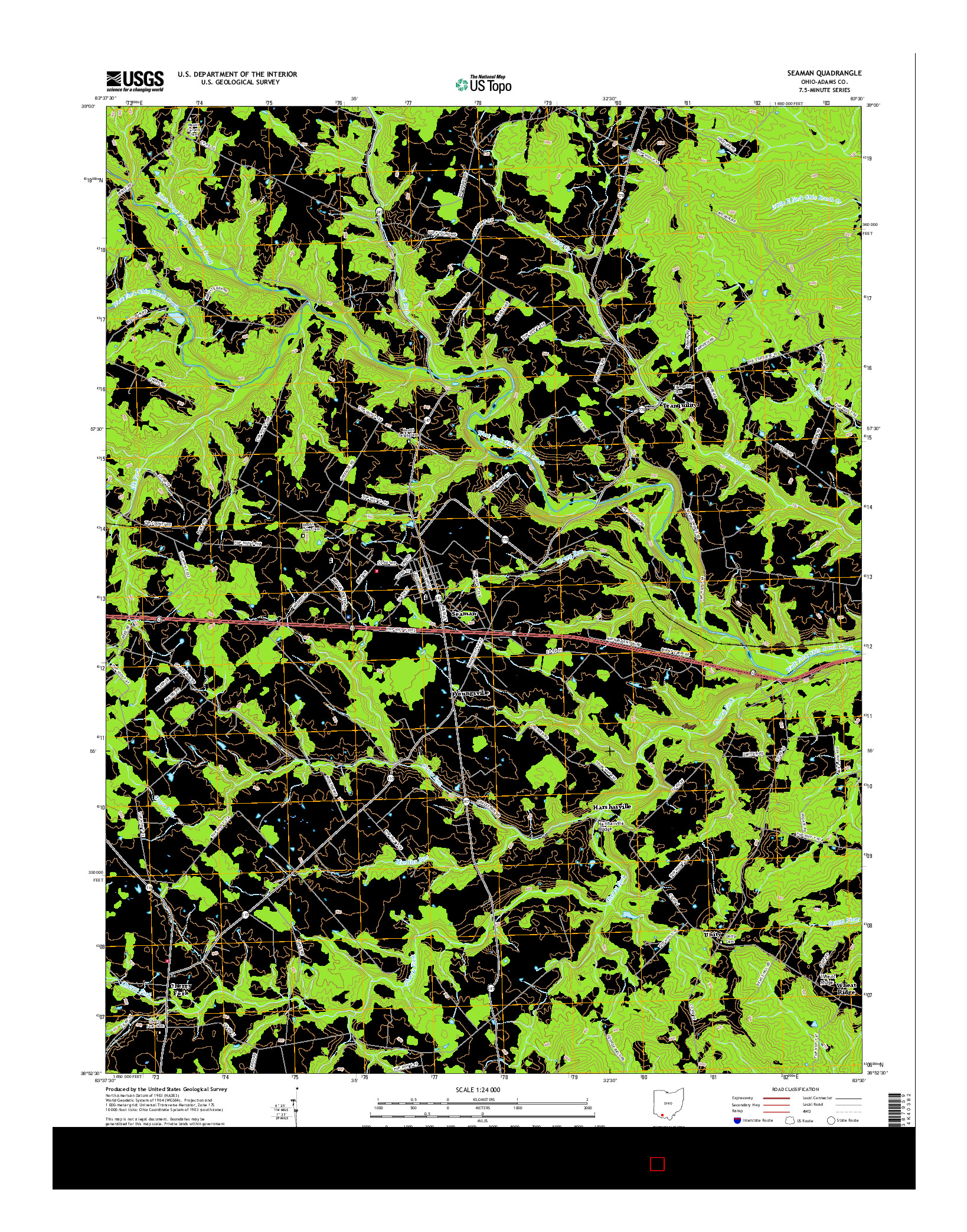 USGS US TOPO 7.5-MINUTE MAP FOR SEAMAN, OH 2016