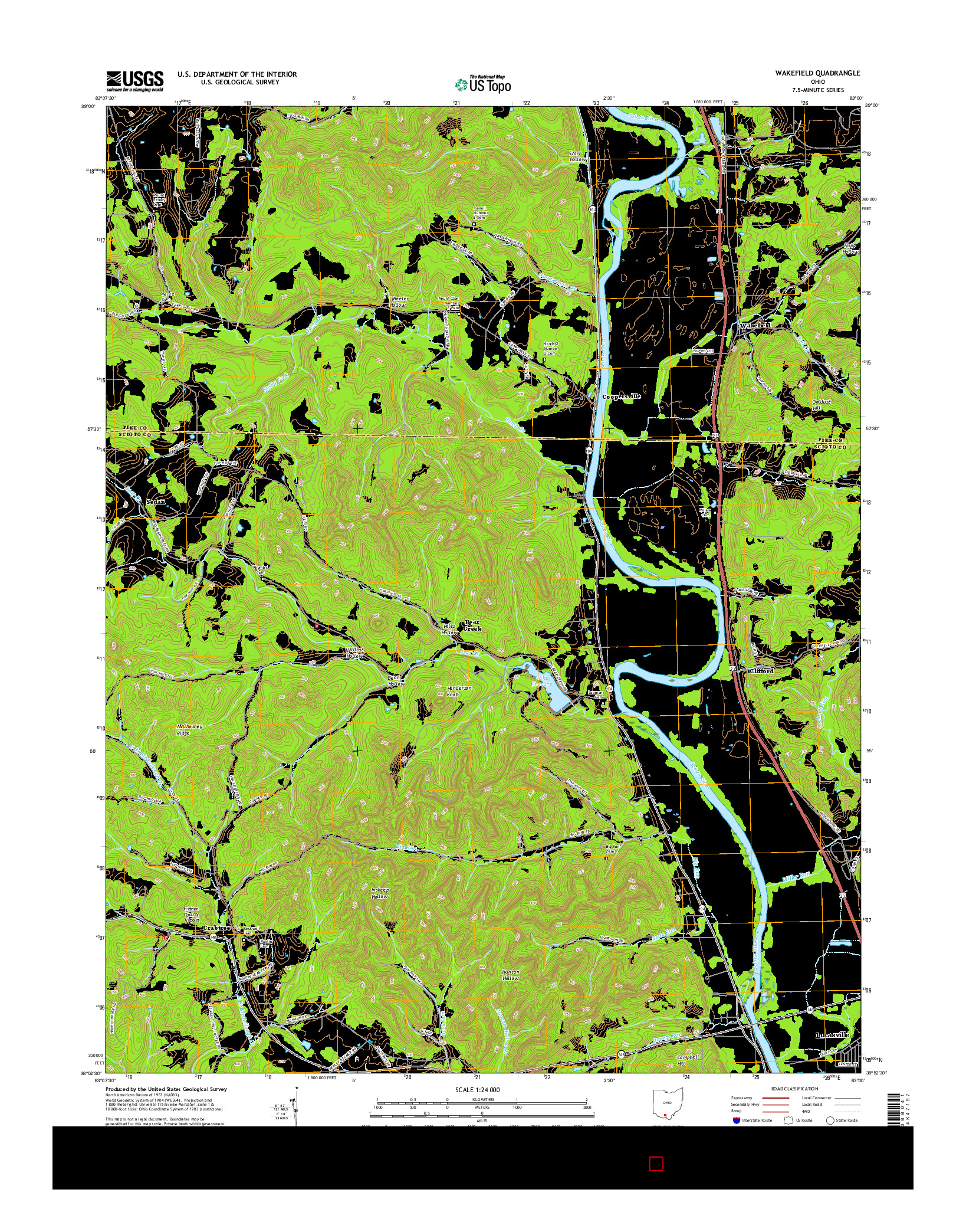 USGS US TOPO 7.5-MINUTE MAP FOR WAKEFIELD, OH 2016