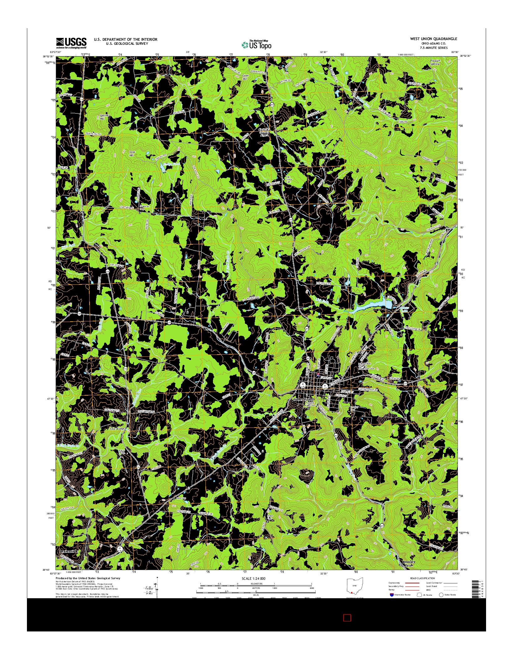 USGS US TOPO 7.5-MINUTE MAP FOR WEST UNION, OH 2016