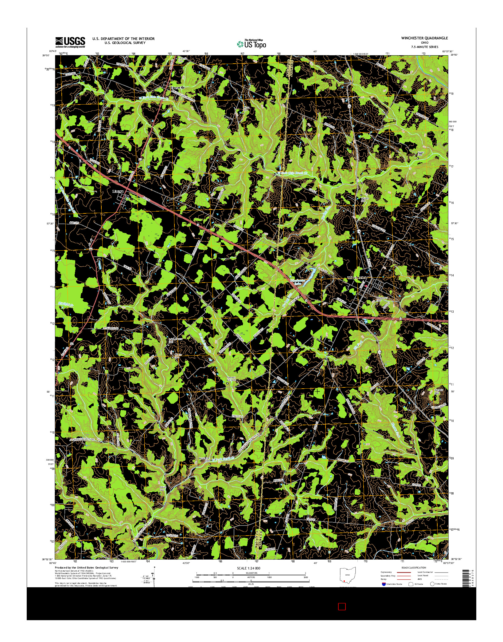 USGS US TOPO 7.5-MINUTE MAP FOR WINCHESTER, OH 2016