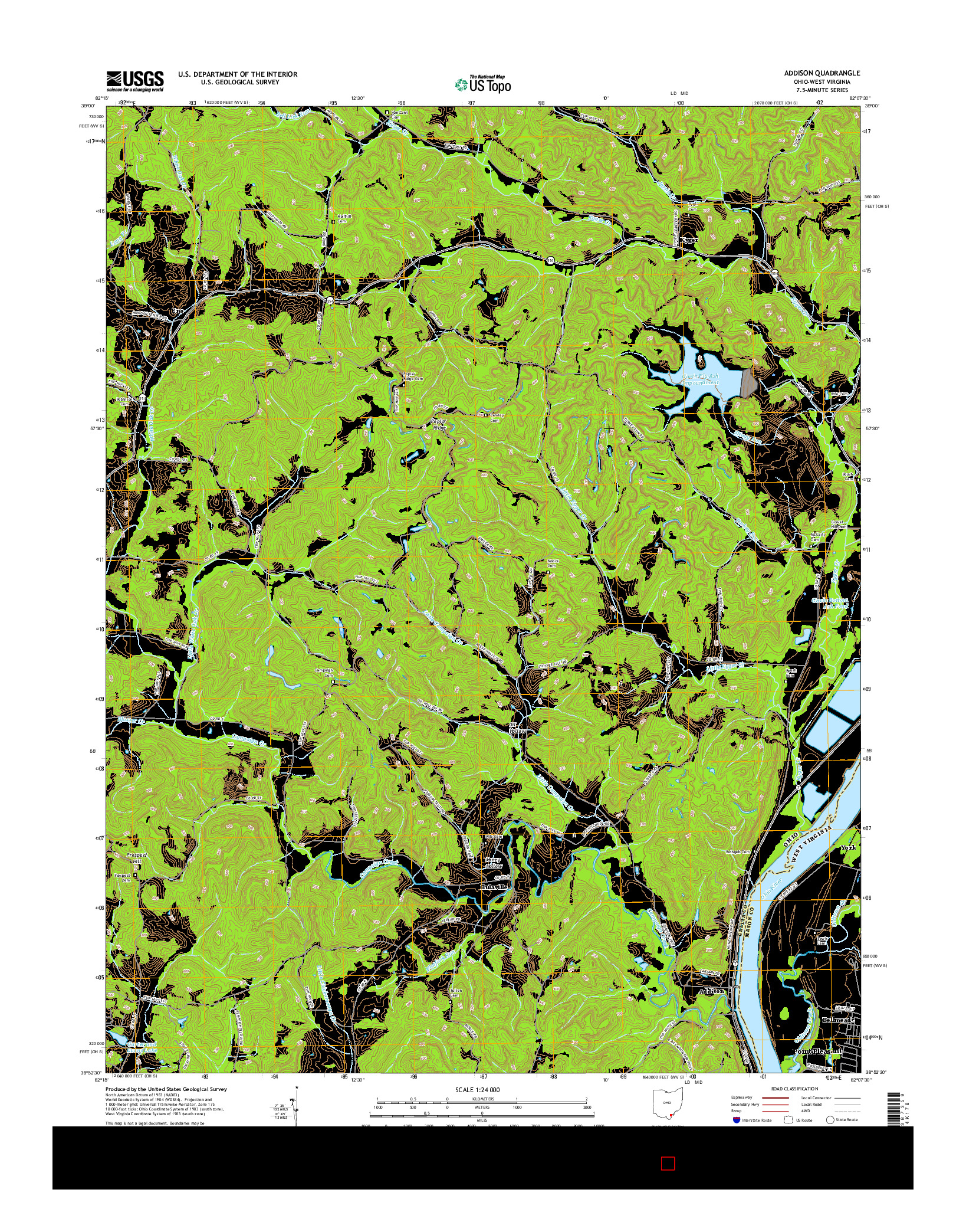 USGS US TOPO 7.5-MINUTE MAP FOR ADDISON, OH-WV 2016