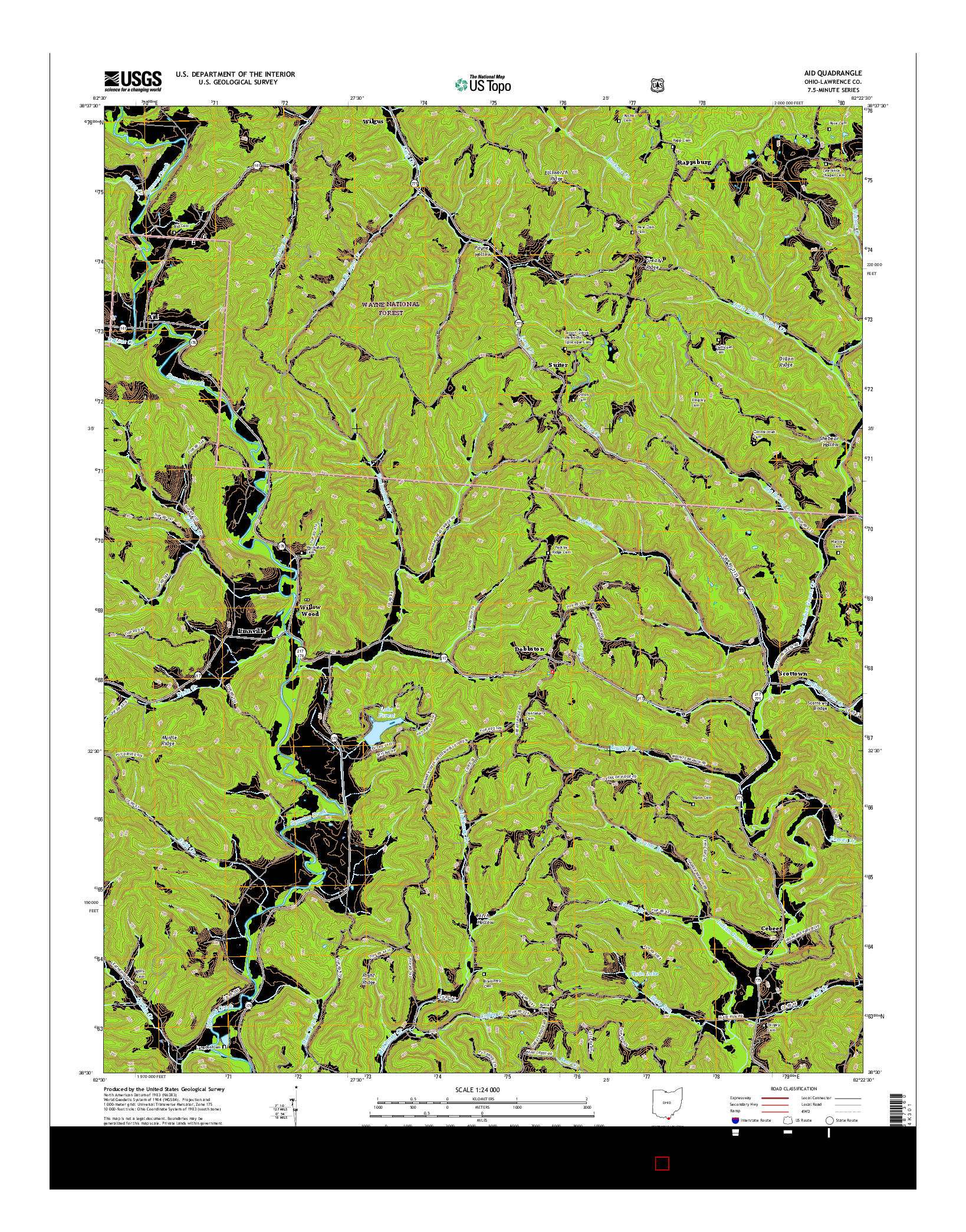 USGS US TOPO 7.5-MINUTE MAP FOR AID, OH 2016