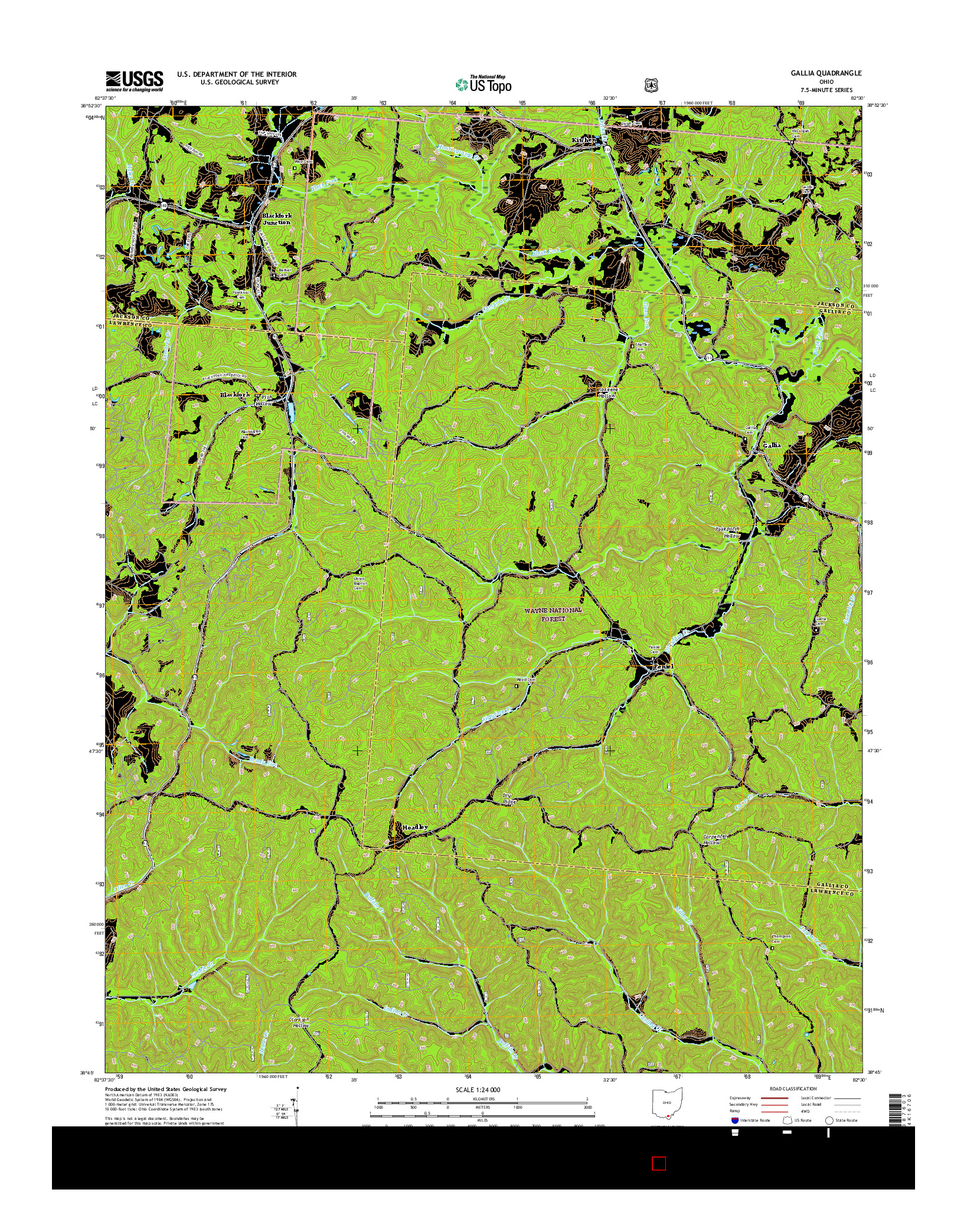USGS US TOPO 7.5-MINUTE MAP FOR GALLIA, OH 2016