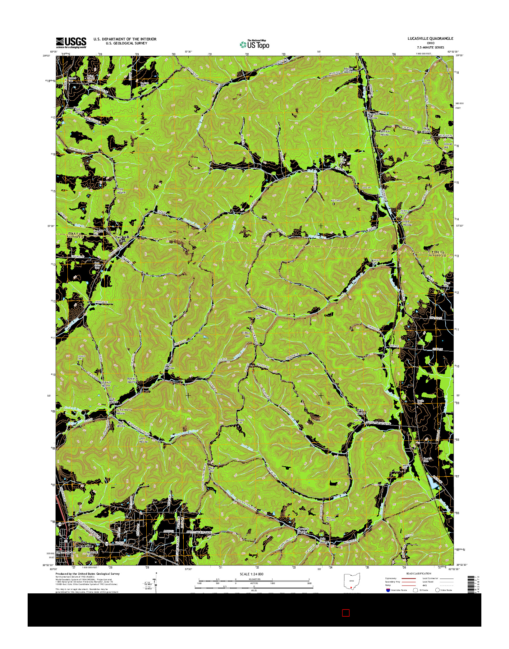 USGS US TOPO 7.5-MINUTE MAP FOR LUCASVILLE, OH 2016