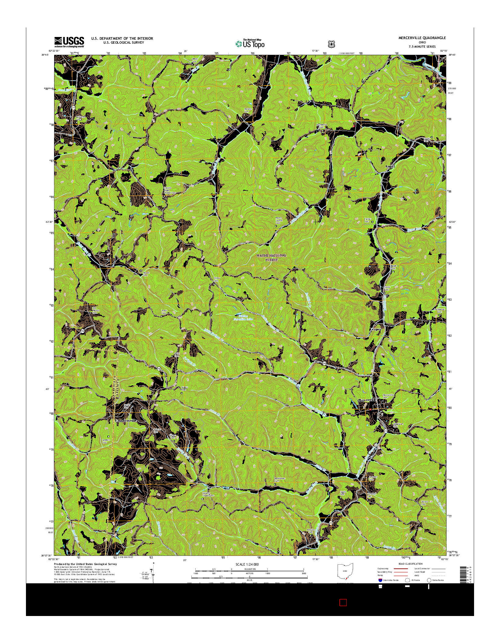 USGS US TOPO 7.5-MINUTE MAP FOR MERCERVILLE, OH 2016