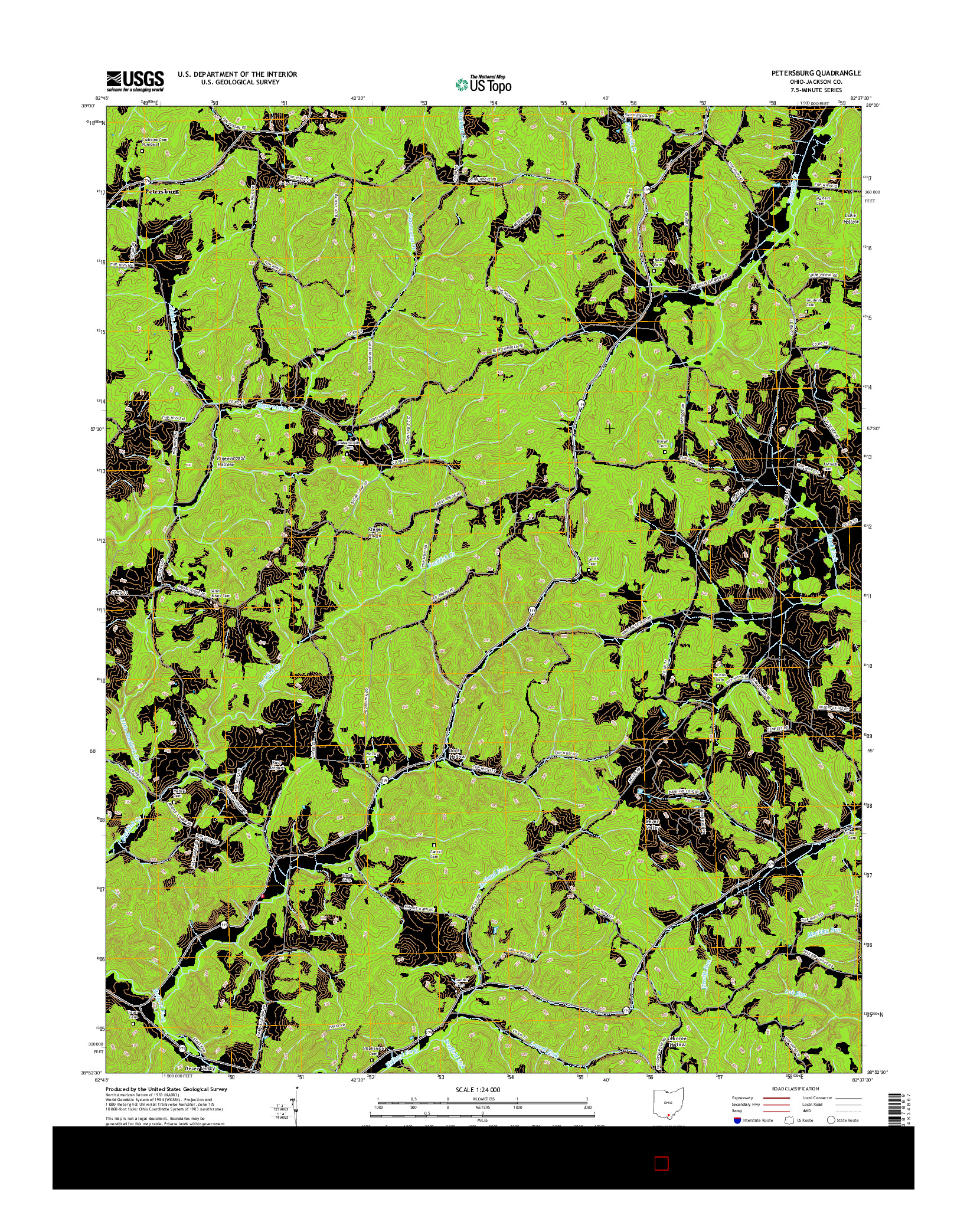 USGS US TOPO 7.5-MINUTE MAP FOR PETERSBURG, OH 2016