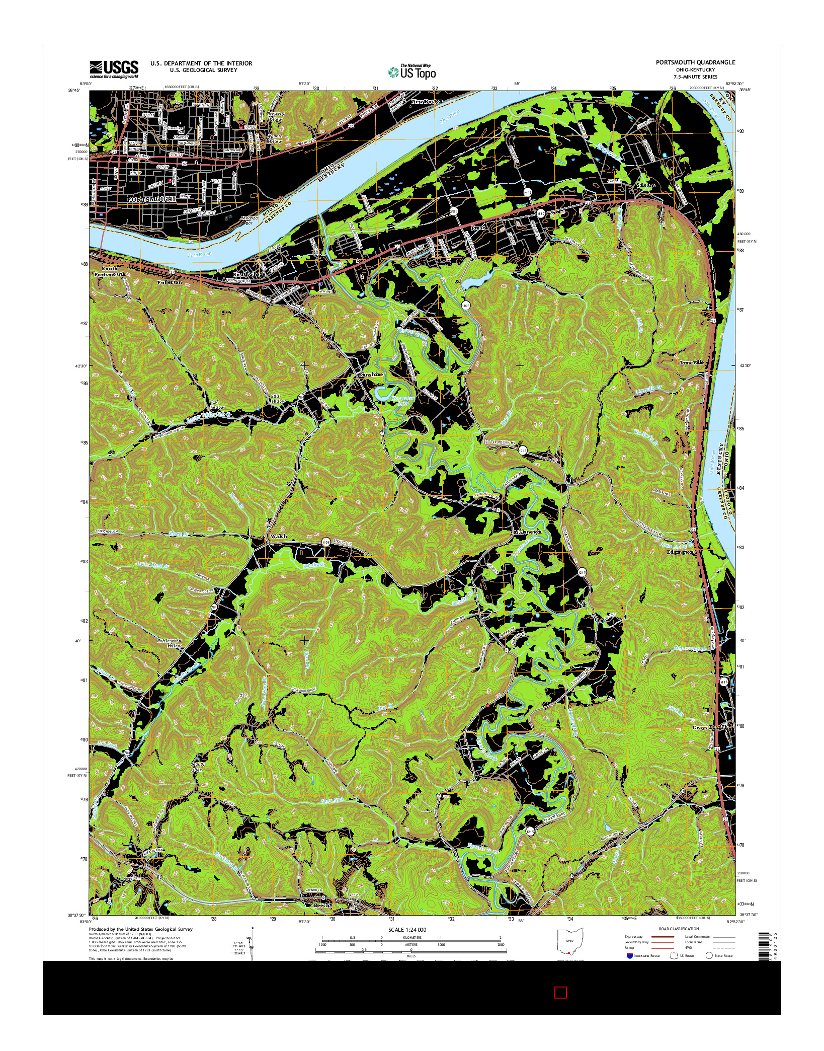 USGS US TOPO 7.5-MINUTE MAP FOR PORTSMOUTH, OH-KY 2016