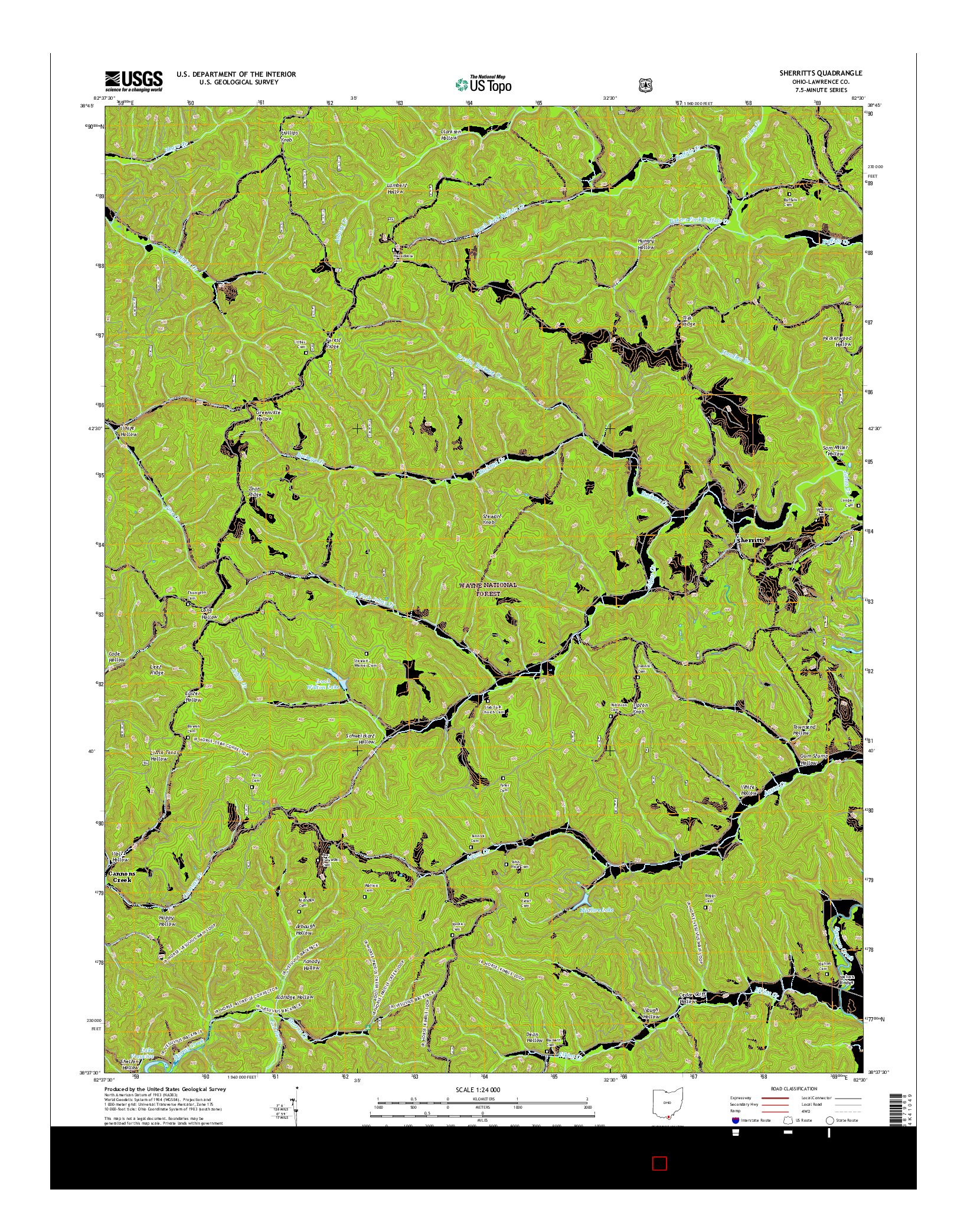 USGS US TOPO 7.5-MINUTE MAP FOR SHERRITTS, OH 2016